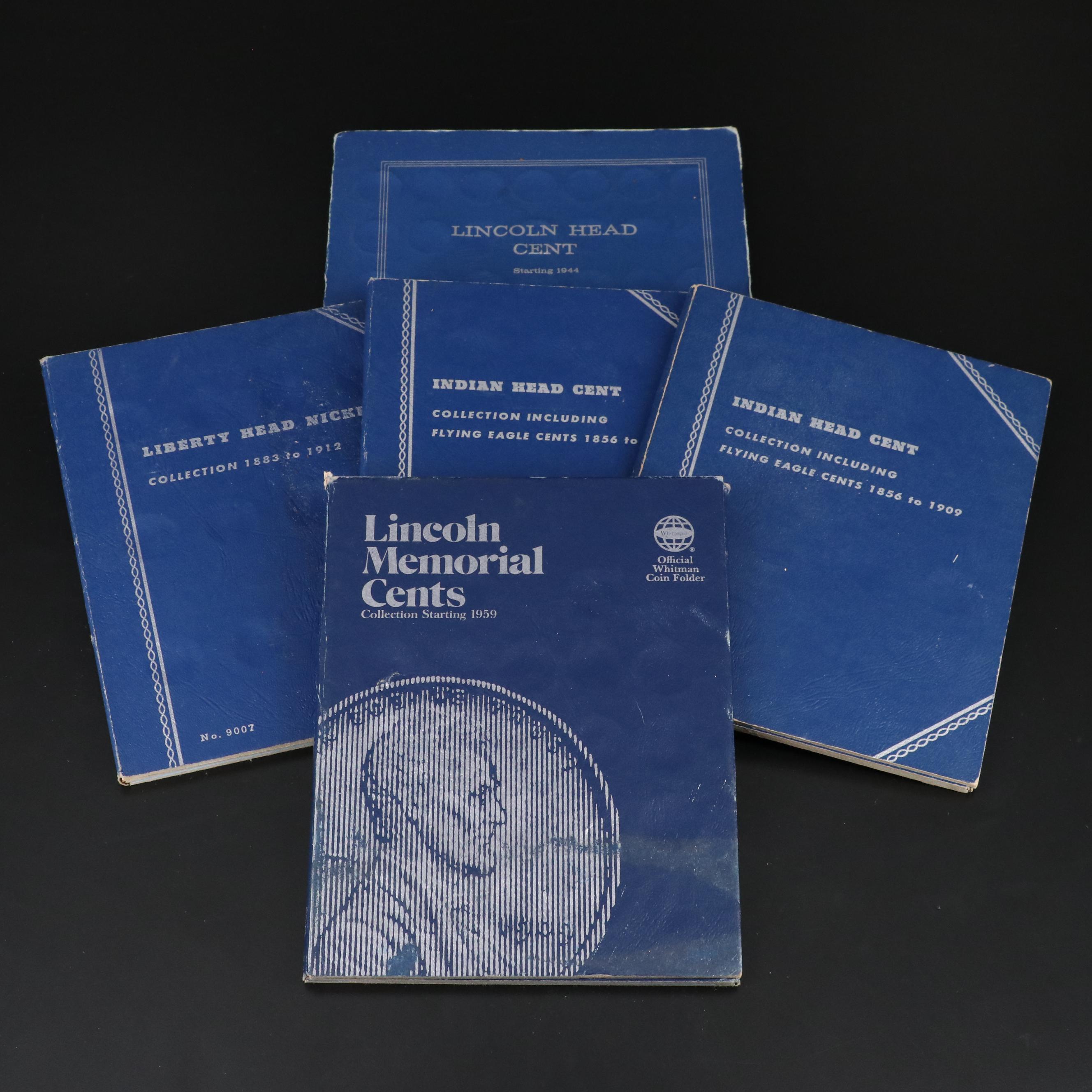 Five Coin Folders With Indian Cents and Others