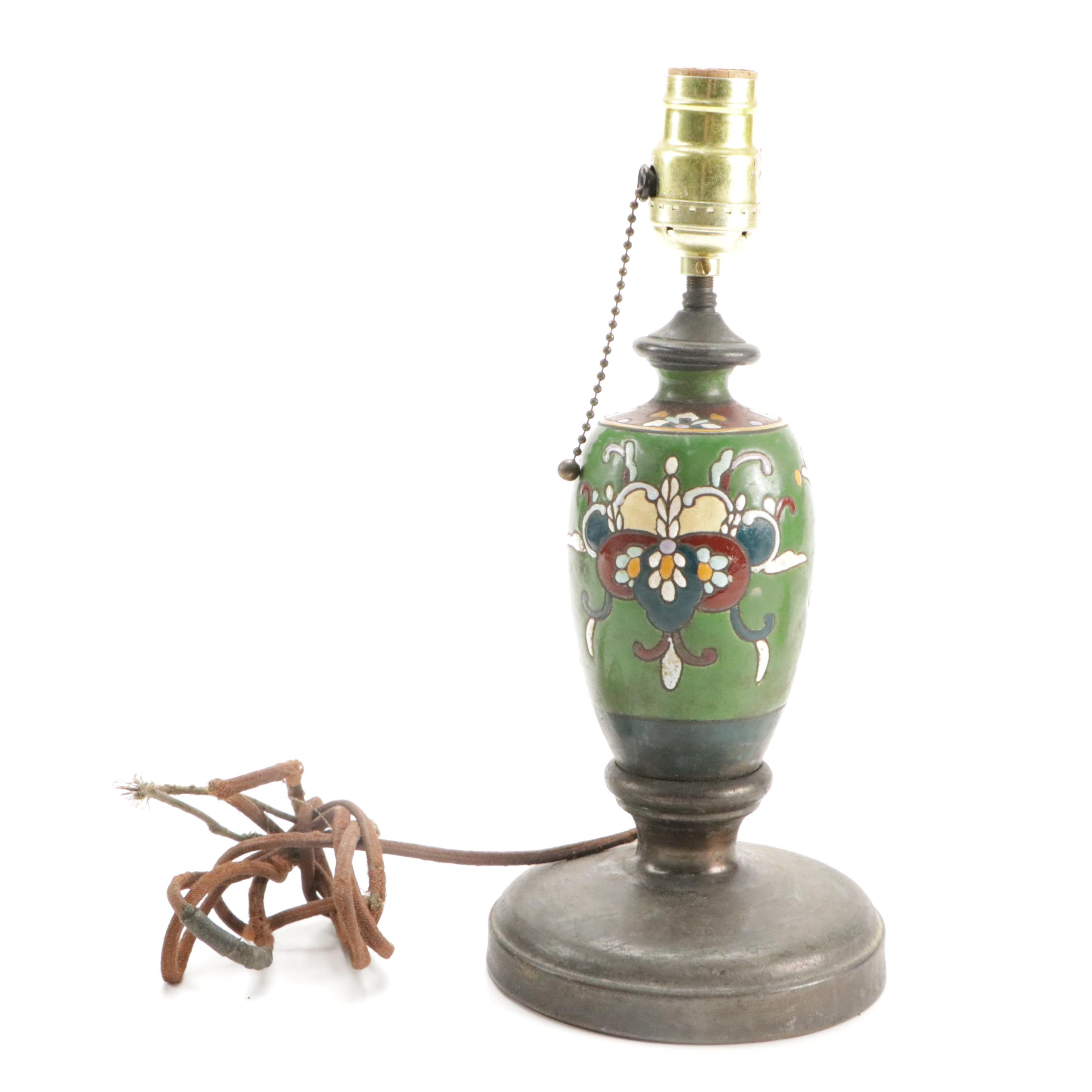 German Porcelain, Majolica, Enamel and Other Ceramic and Metal Lamps