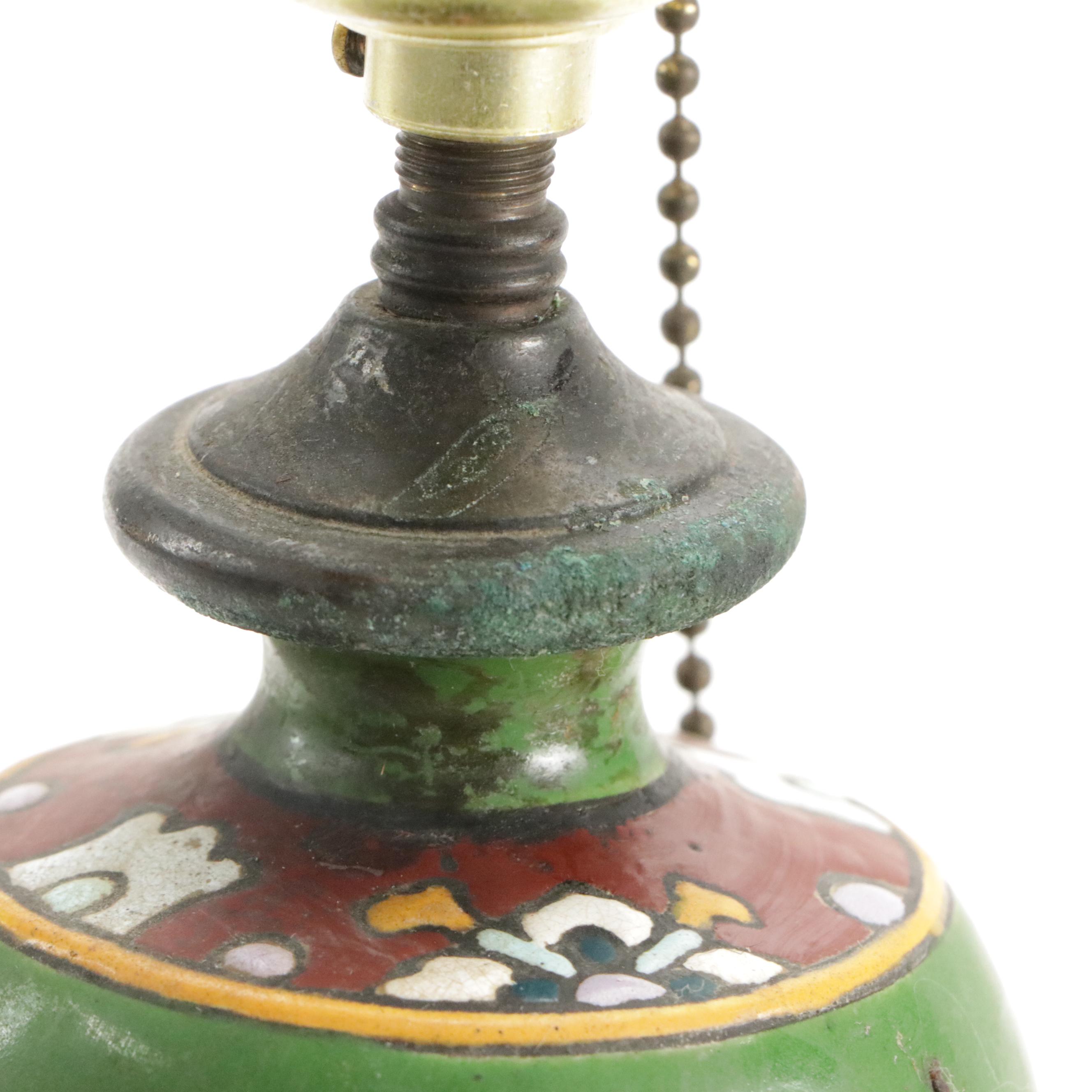 German Porcelain, Majolica, Enamel and Other Ceramic and Metal Lamps