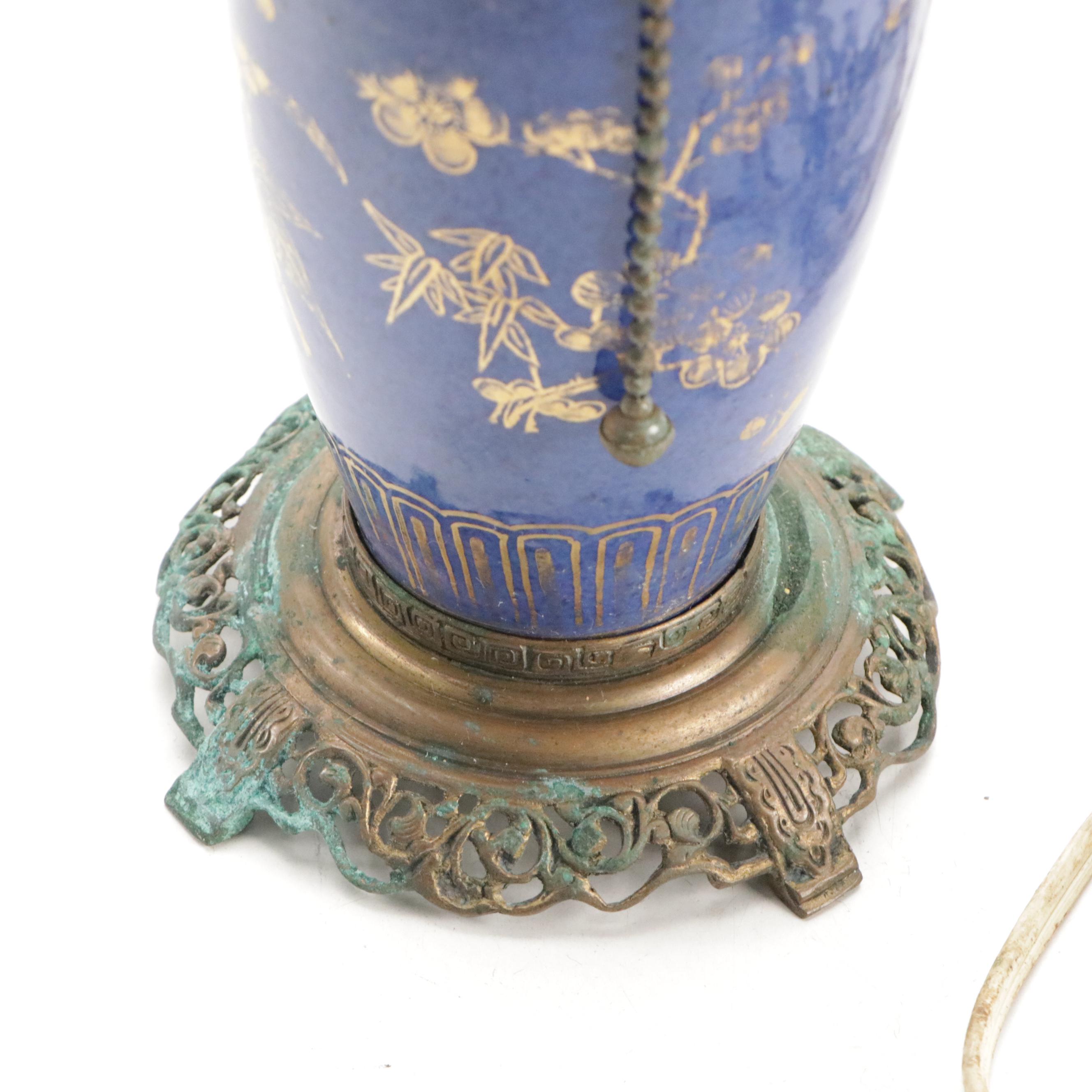 German Porcelain, Majolica, Enamel and Other Ceramic and Metal Lamps