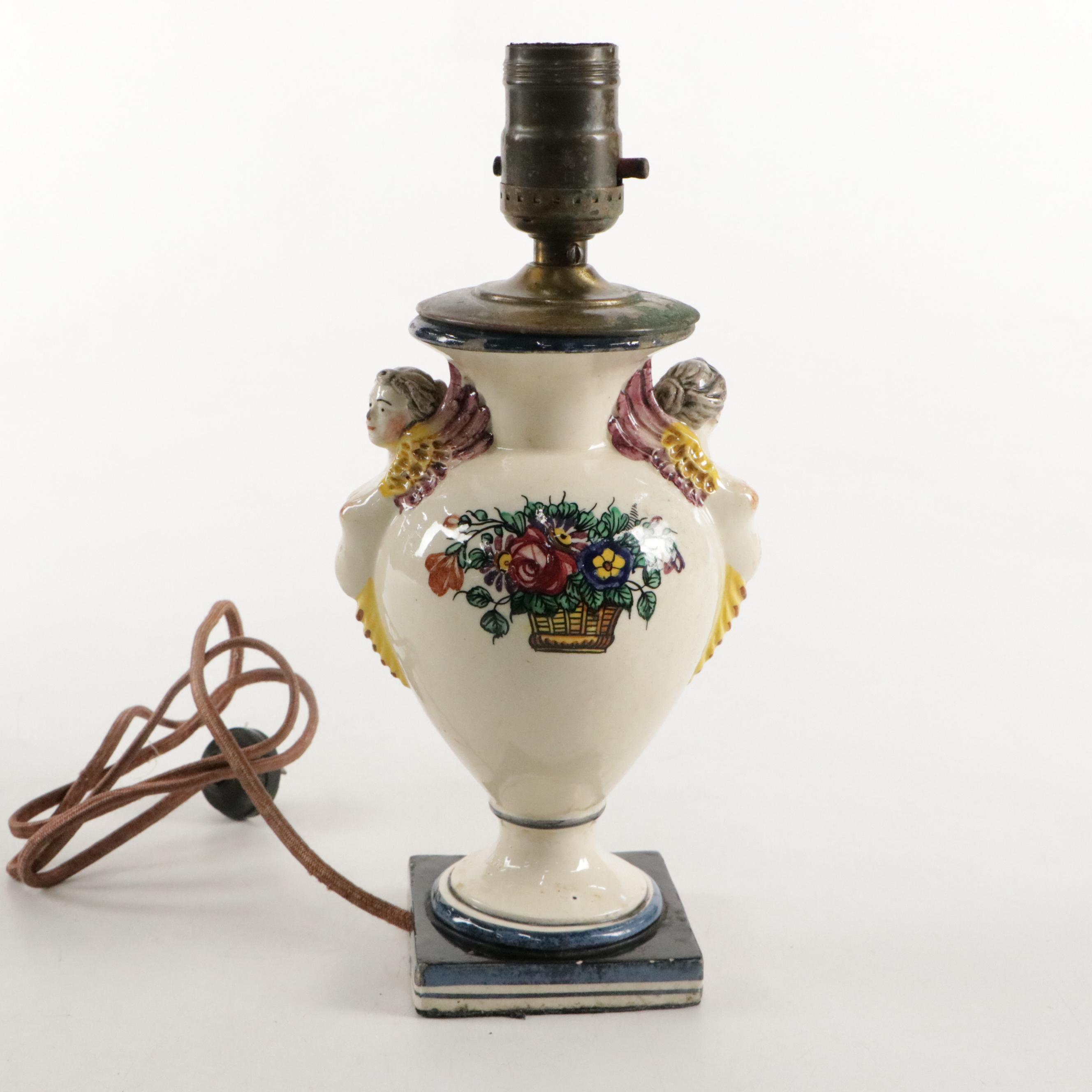 German Porcelain, Majolica, Enamel and Other Ceramic and Metal Lamps