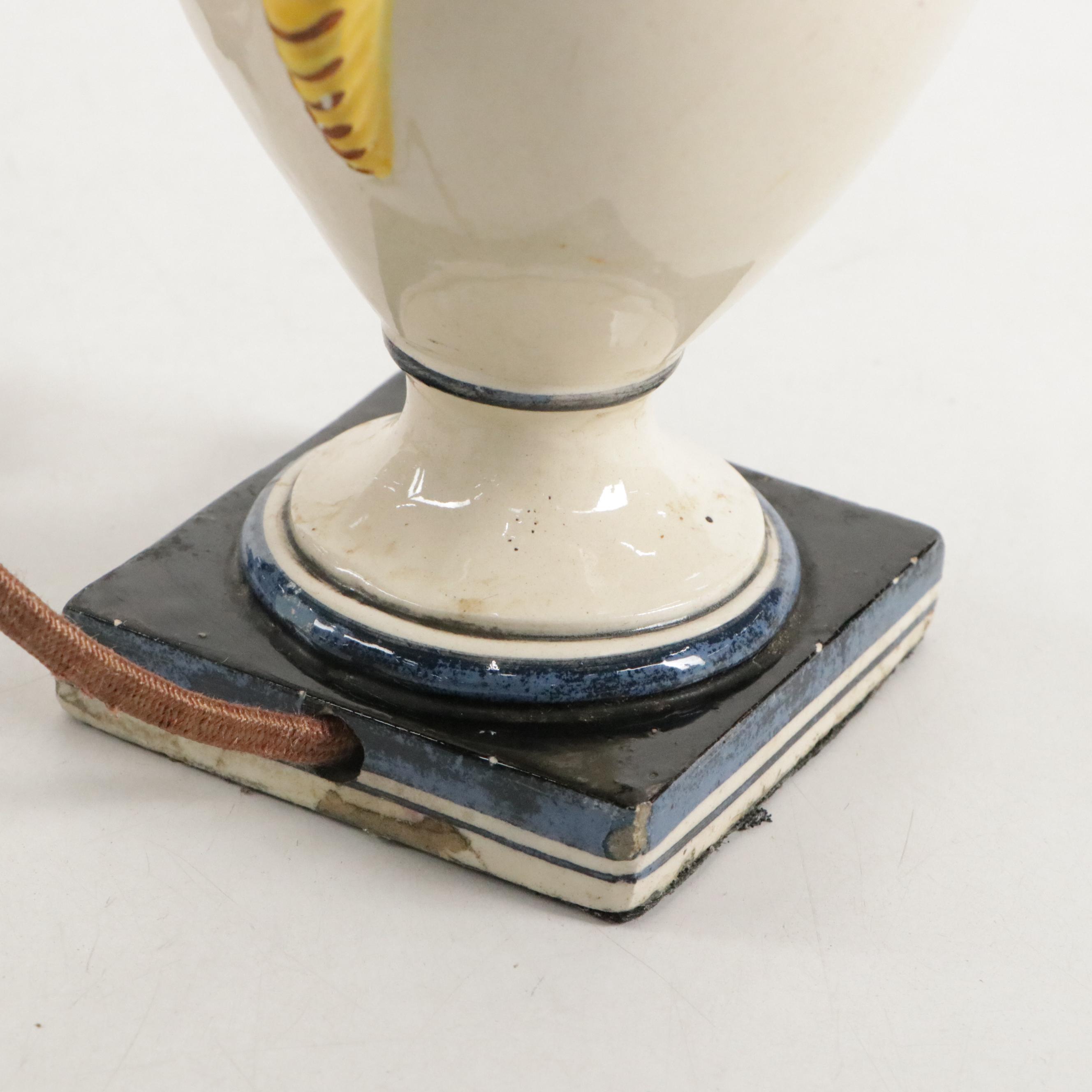 German Porcelain, Majolica, Enamel and Other Ceramic and Metal Lamps