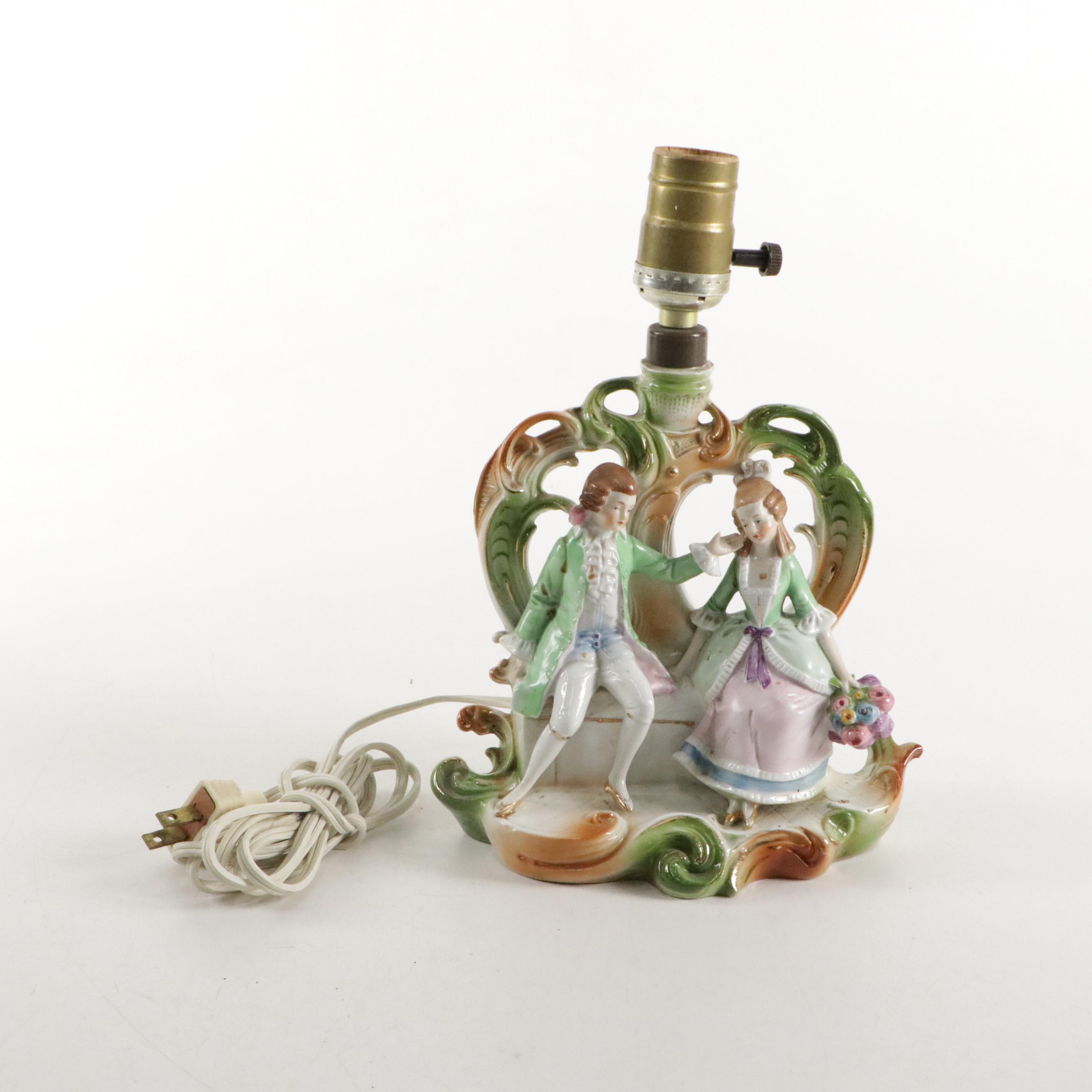 German Porcelain, Majolica, Enamel and Other Ceramic and Metal Lamps