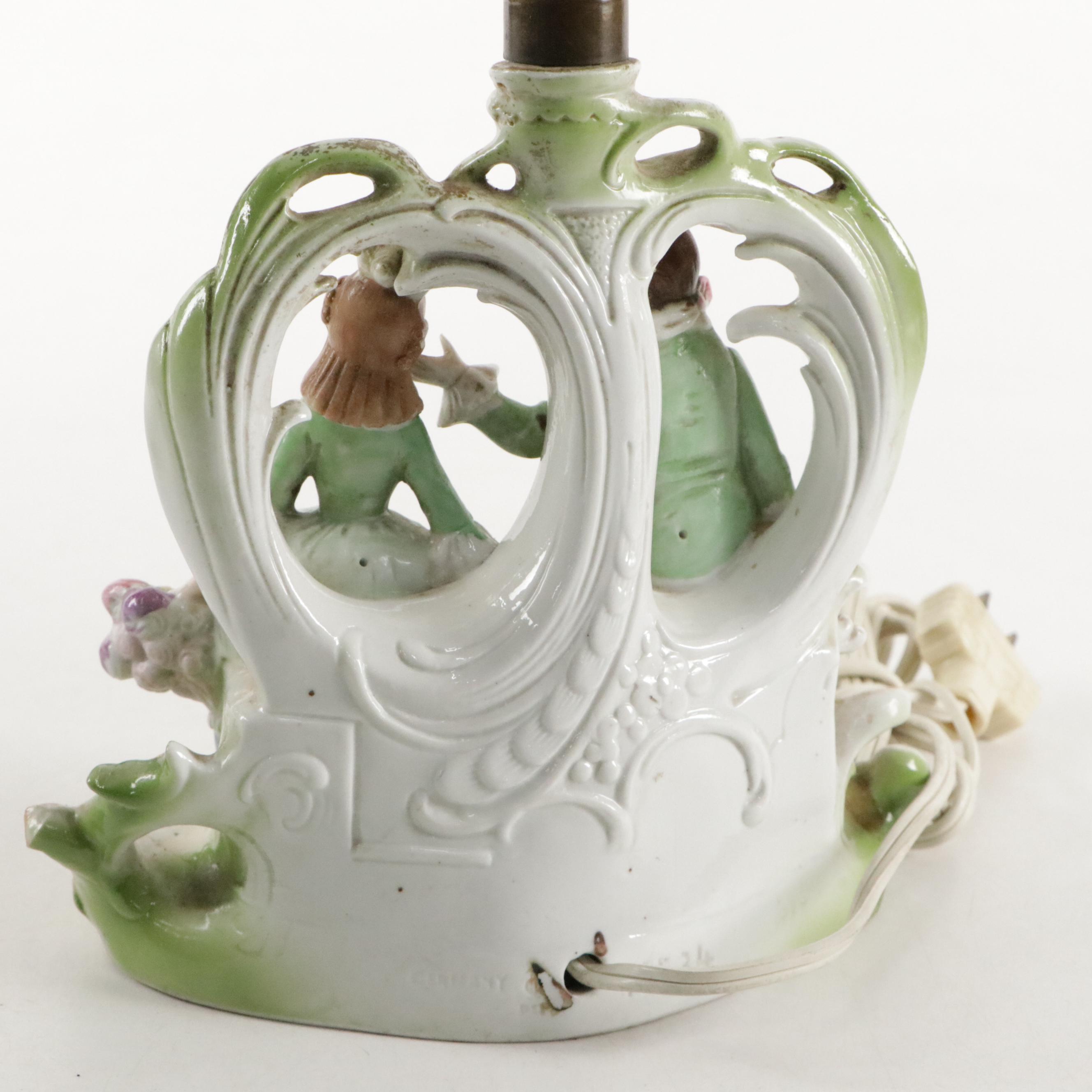 German Porcelain, Majolica, Enamel and Other Ceramic and Metal Lamps