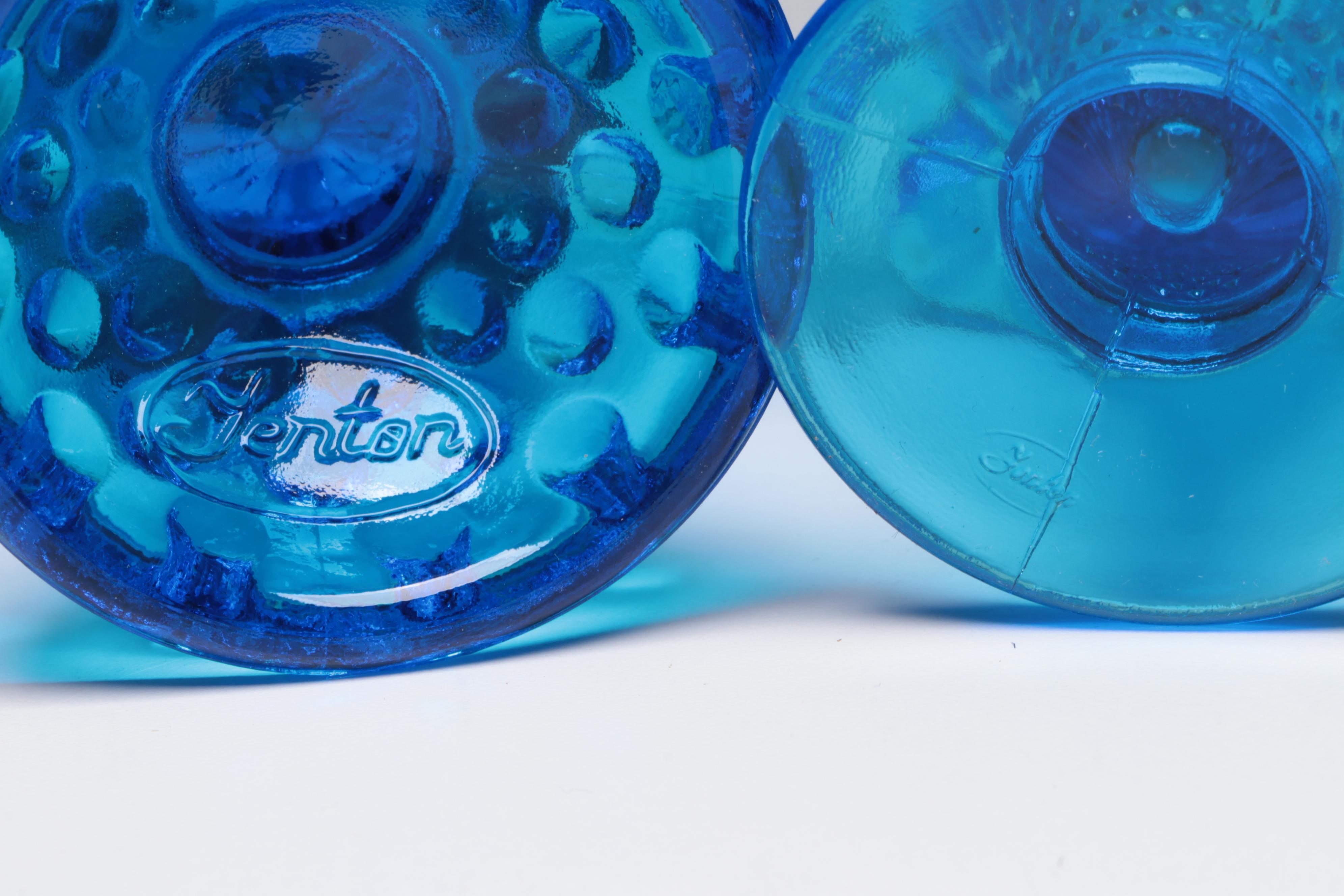 Smith Glass "Moon and Stars Blue" Glassware with Other Blue Pressed Glass