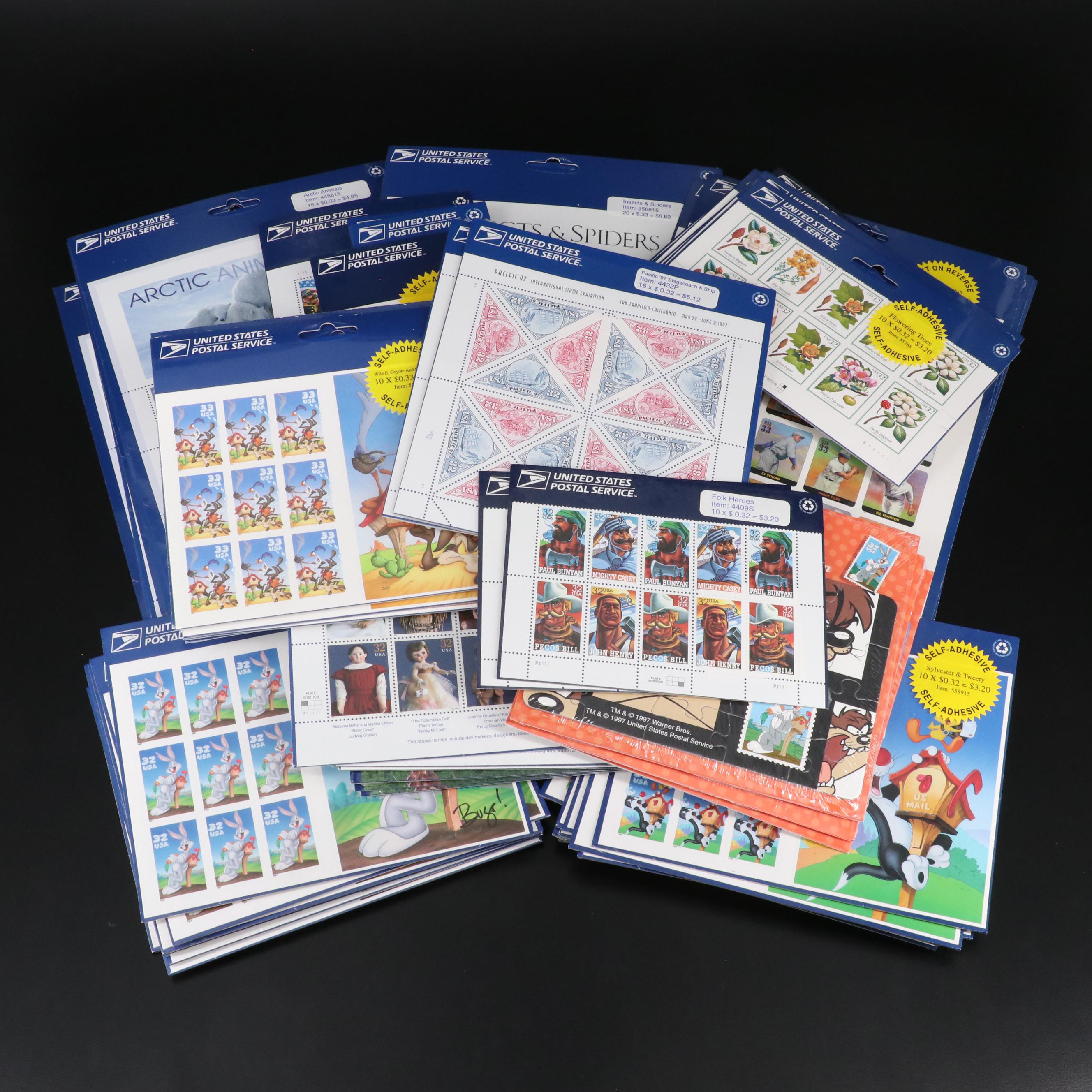 Large Assortment of 32-Cent and 33-Cent Postage Stamp Sheets