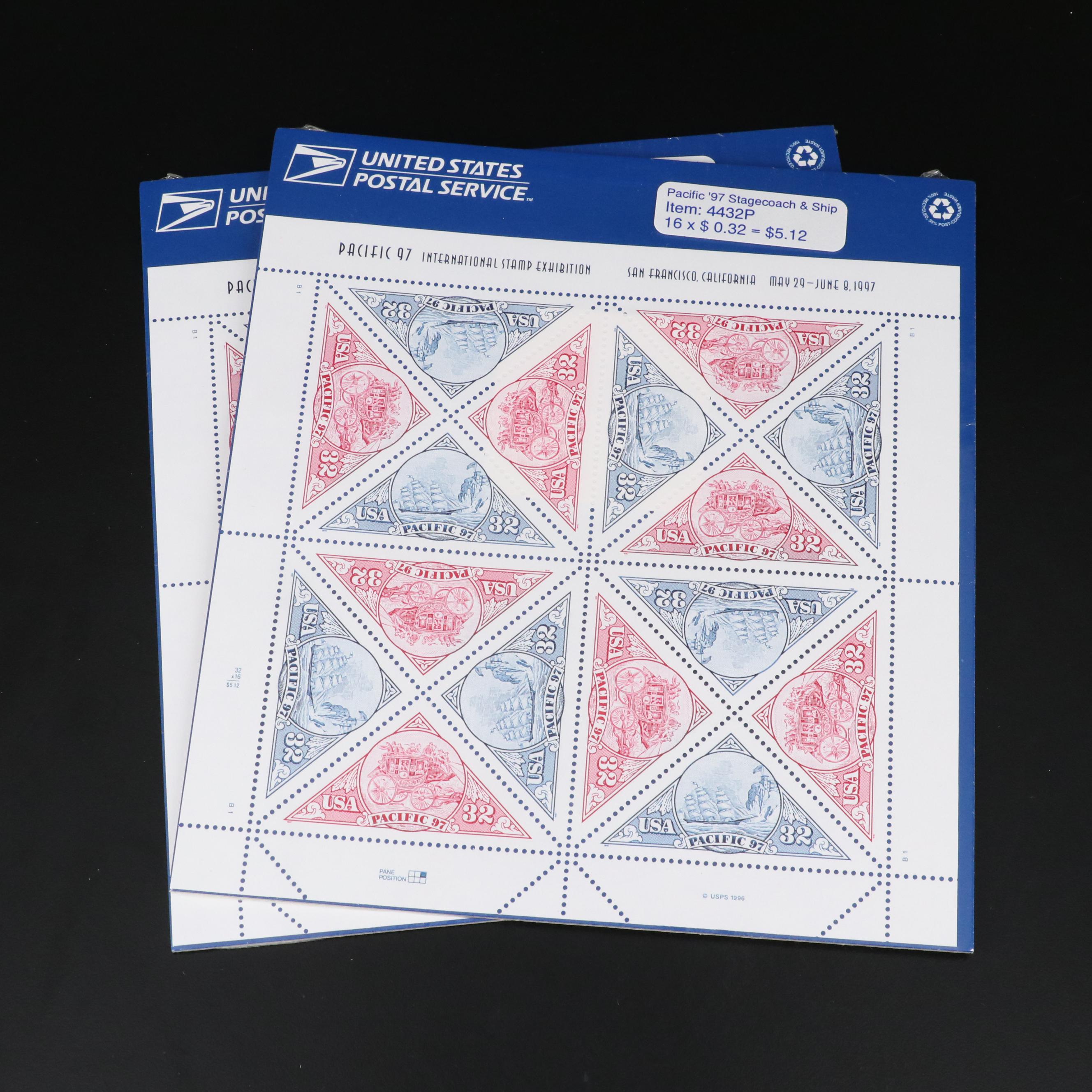 Large Assortment of 32-Cent and 33-Cent Postage Stamp Sheets
