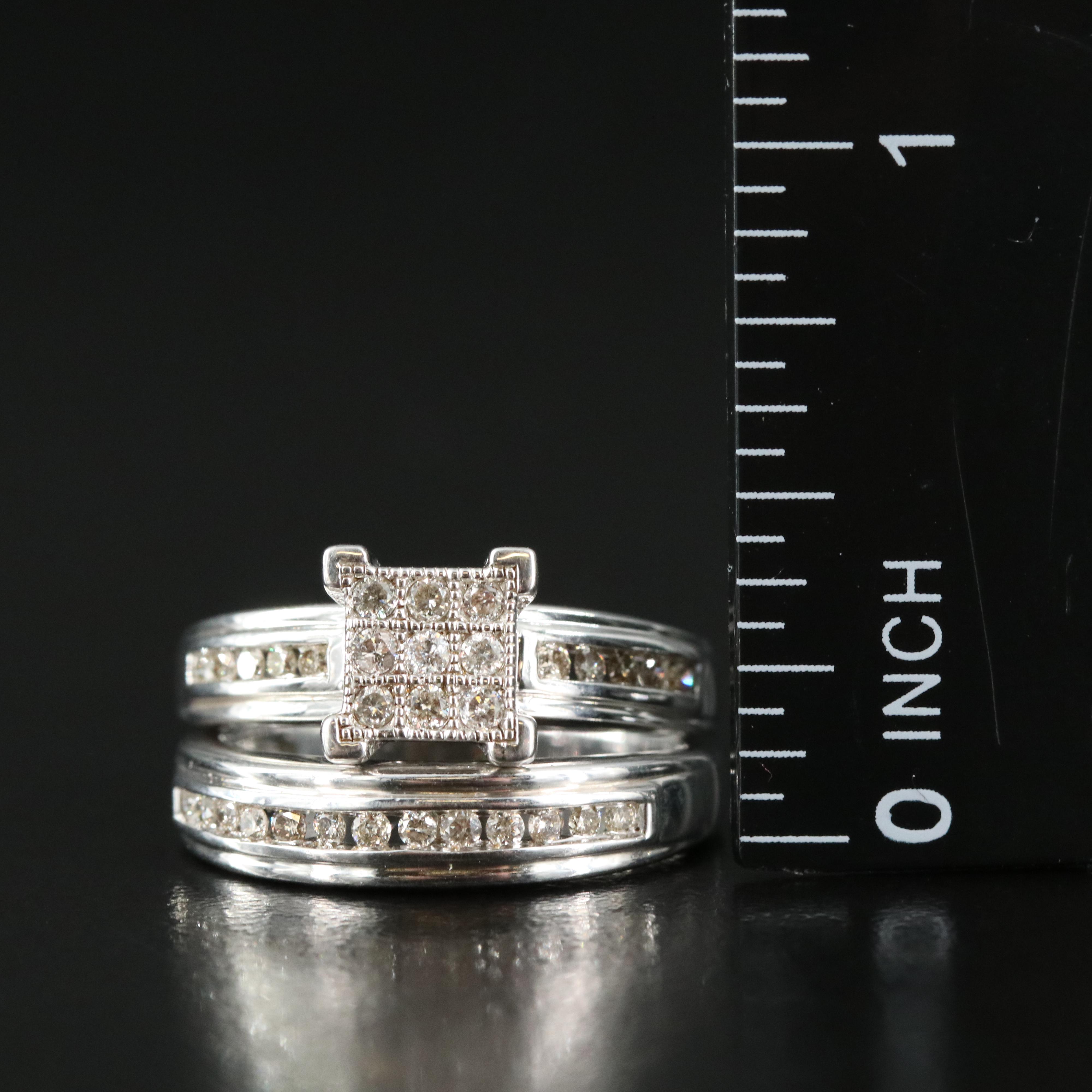 Sterling Diamond Ring Set