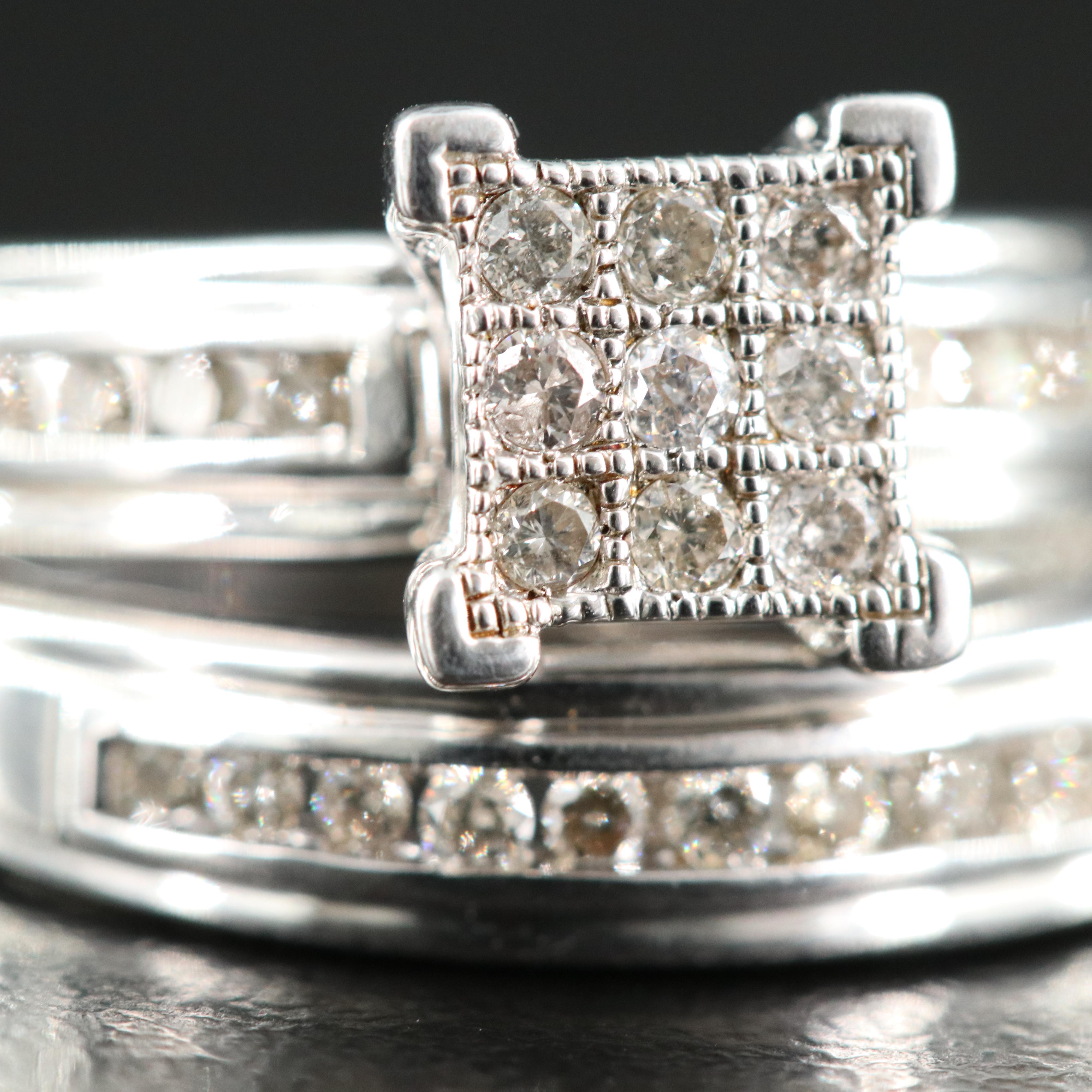 Sterling Diamond Ring Set