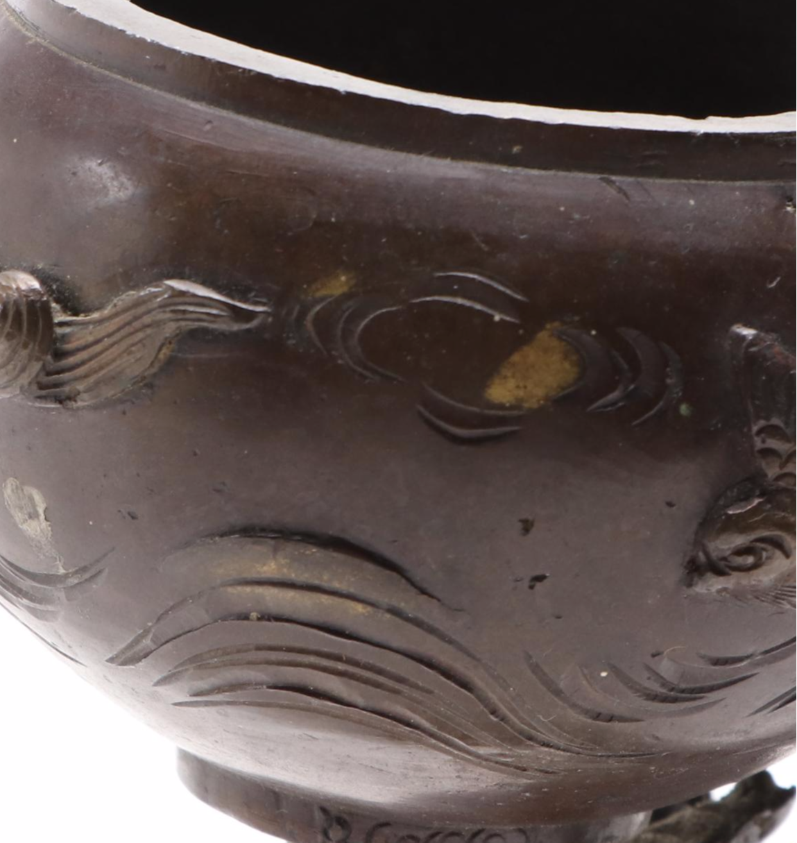 Japanese Cast Bronzed Metal Dragon Stand Censer