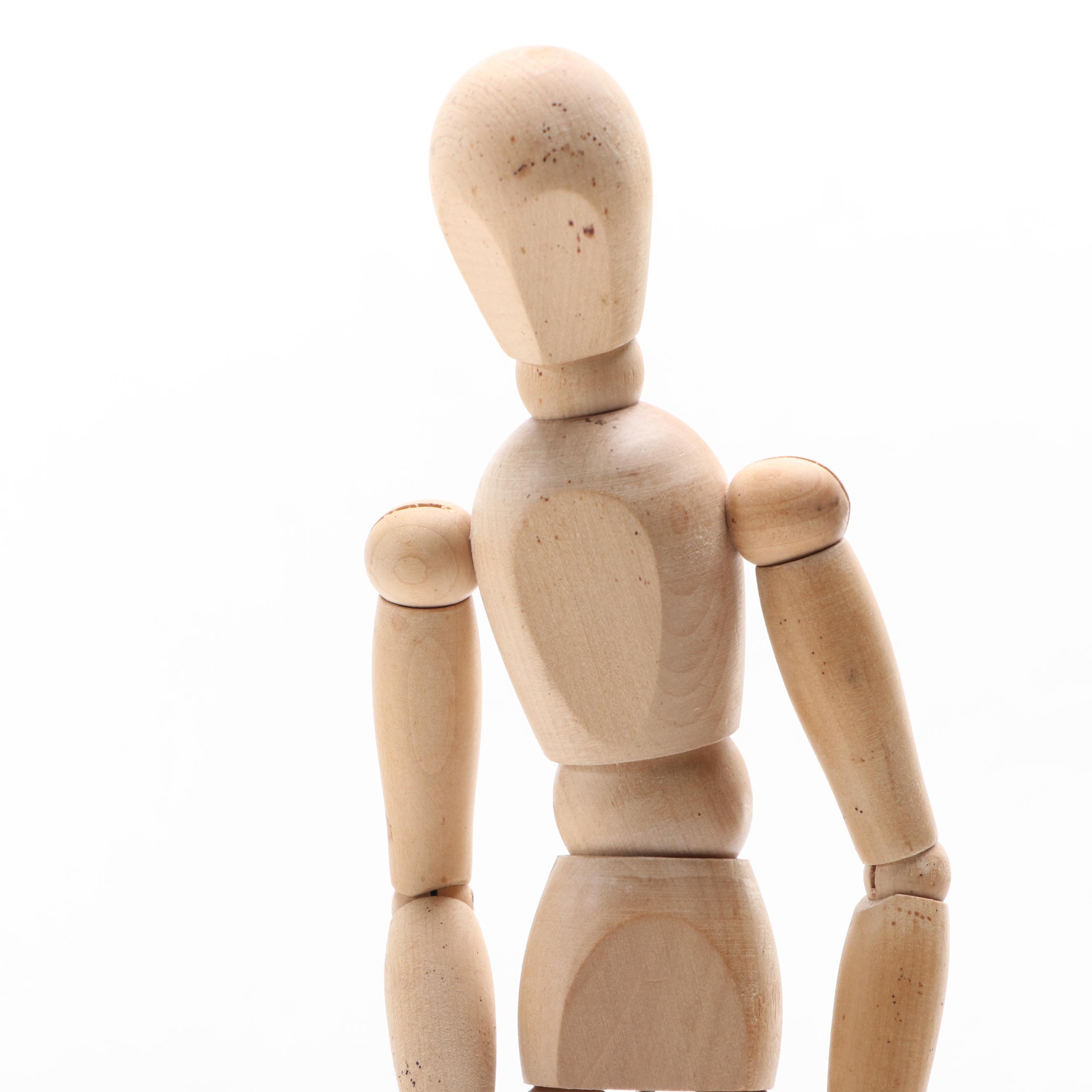 Wood Artist Figurine with Wood Hand Mannequin