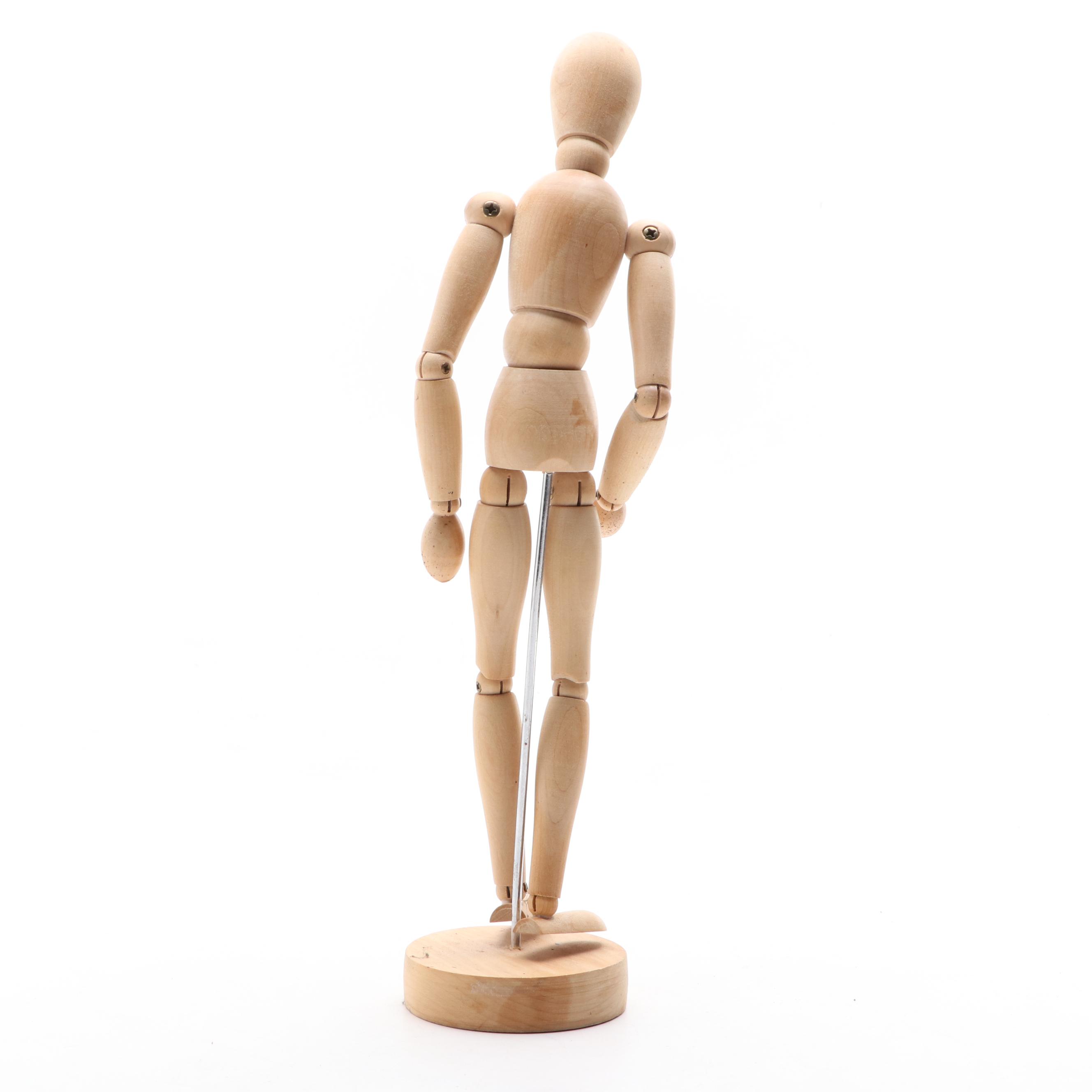 Wood Artist Figurine with Wood Hand Mannequin