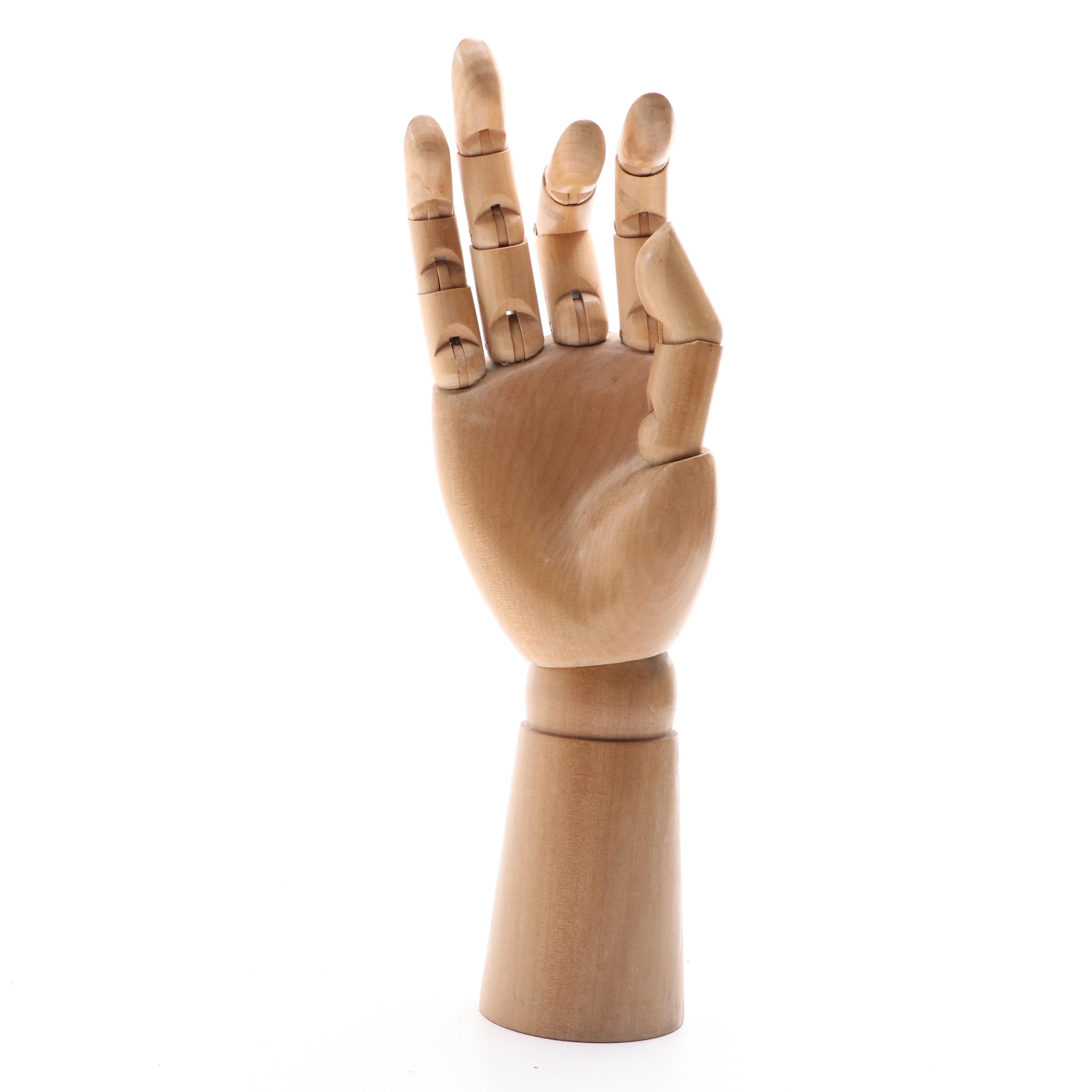 Wood Artist Figurine with Wood Hand Mannequin