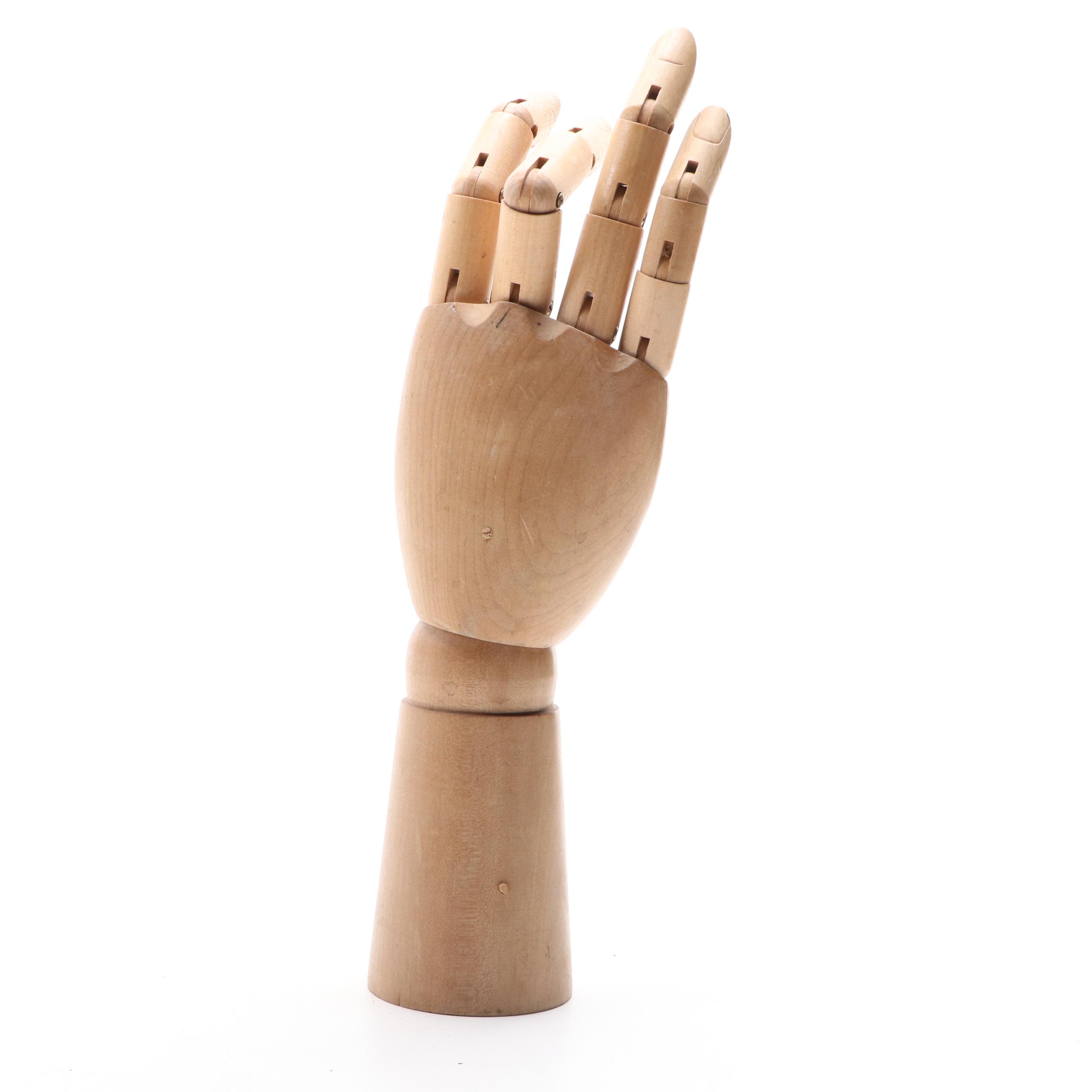 Wood Artist Figurine with Wood Hand Mannequin