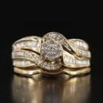 Sterling 0.51 CTW Diamond Ring Set with Gold Tone Finish