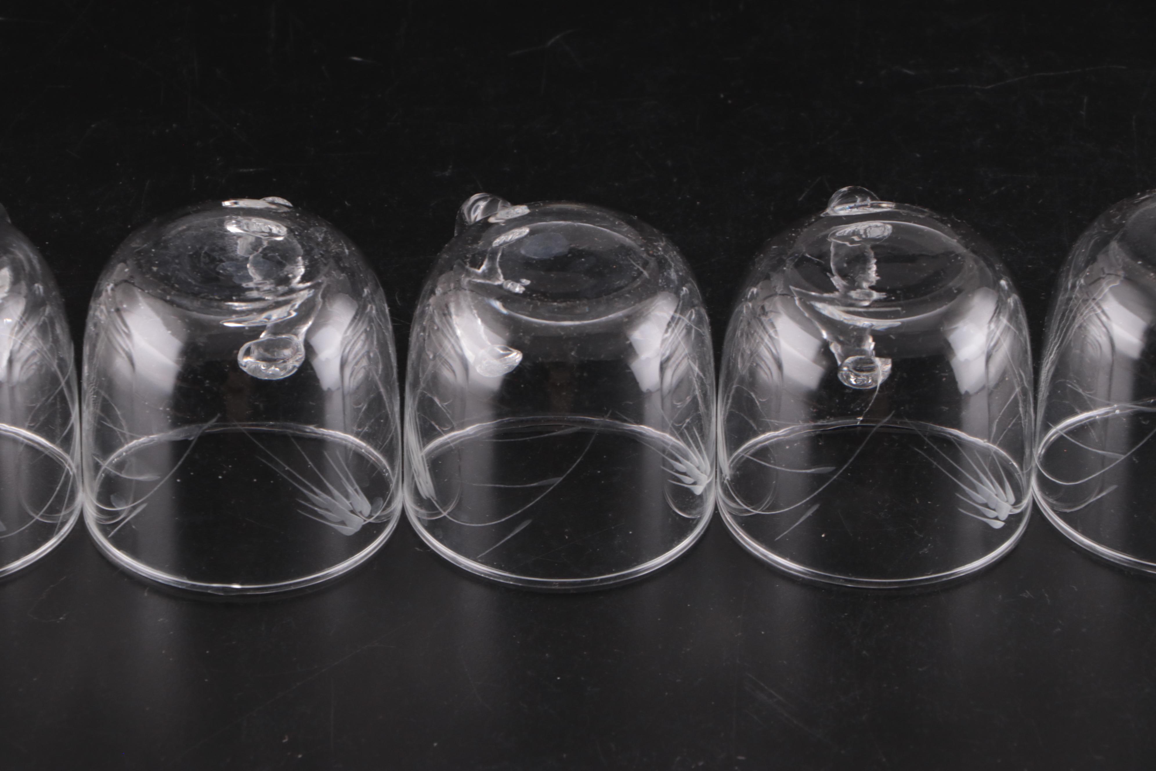 Etched Glass Punch Bowl with Punch Cups