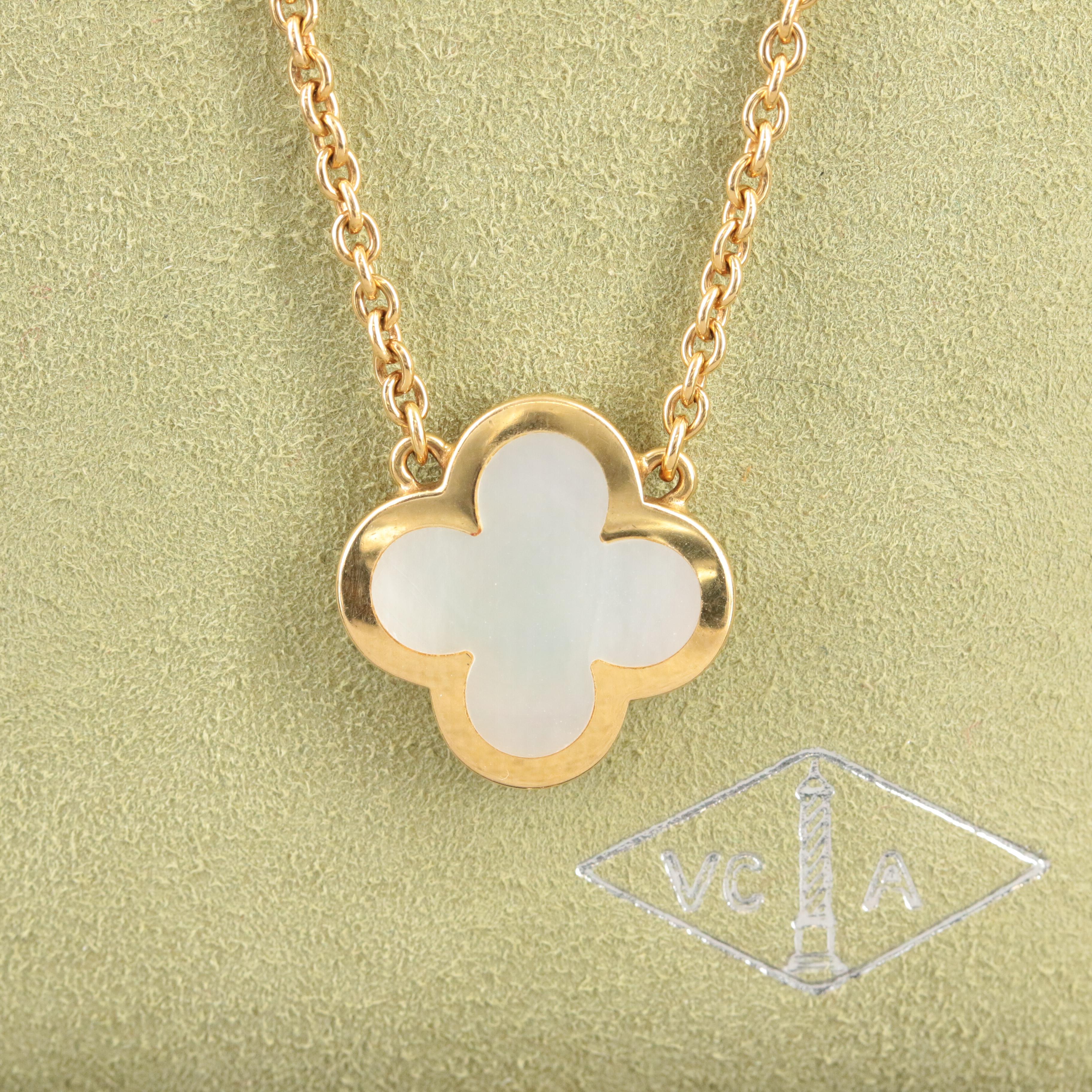 Van Cleef & Arpels 'Pure Alhambra' 18K Mother of Pearl Necklace