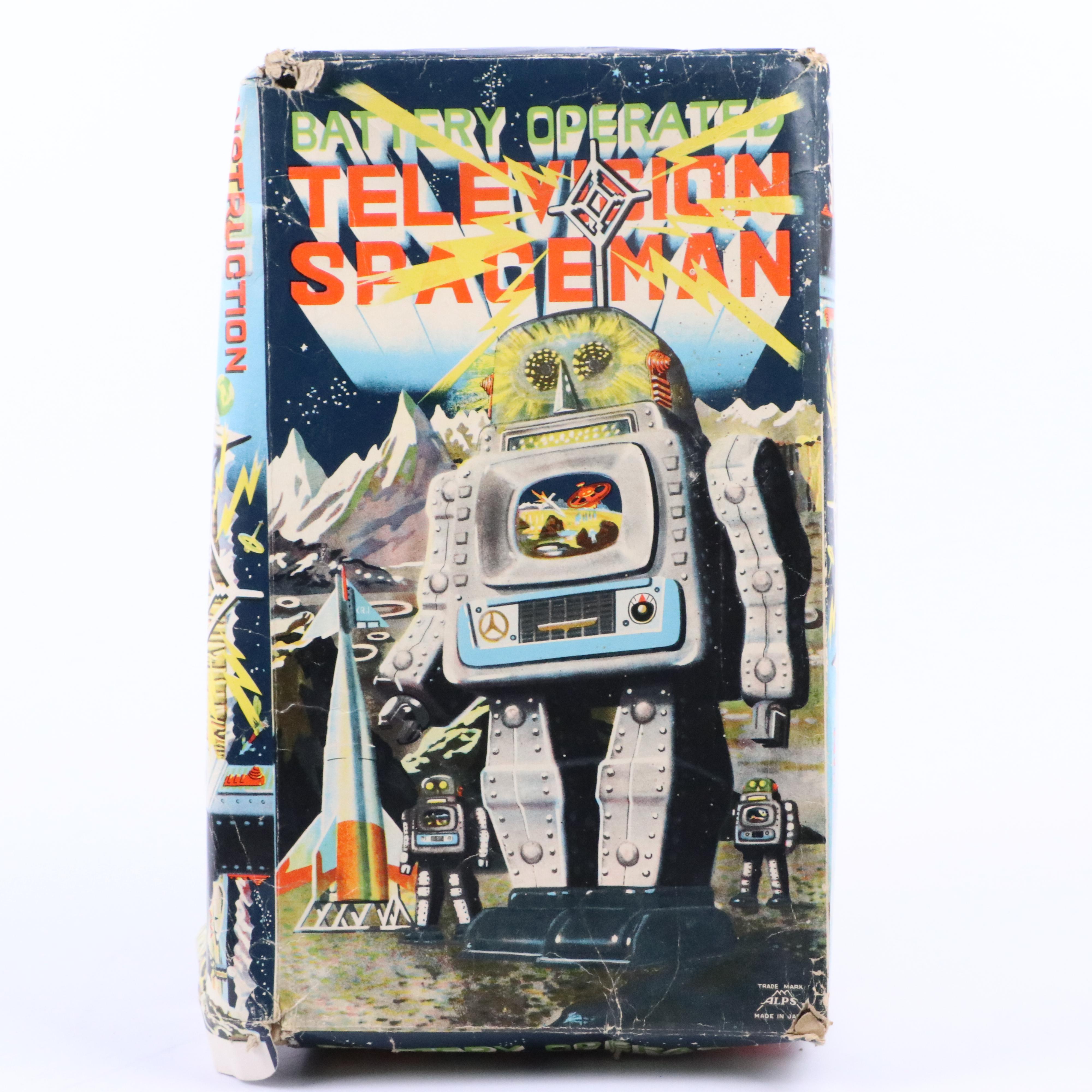 ALPS Battery Operated Robot Television Spaceman Tin Toy, 1960's