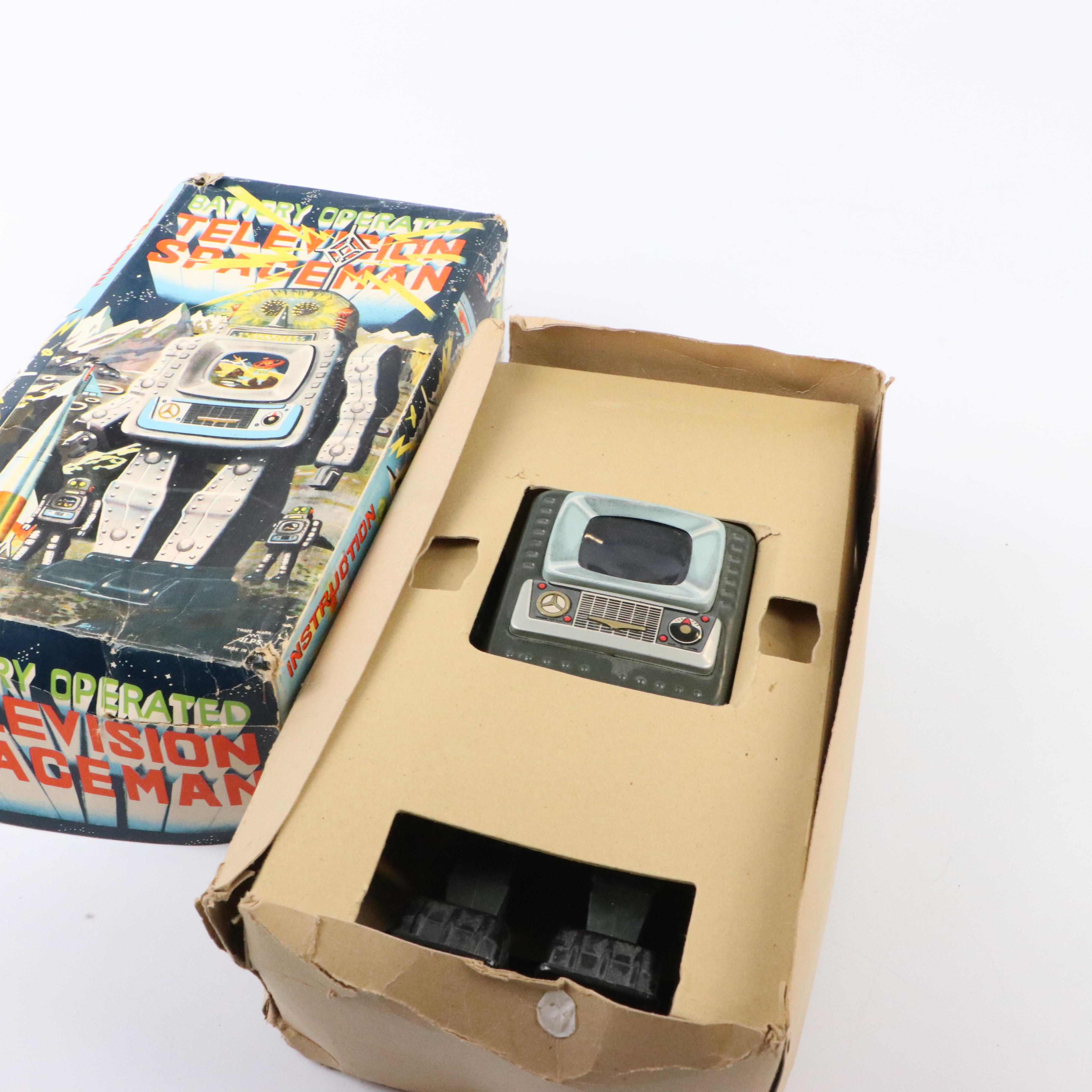 ALPS Battery Operated Robot Television Spaceman Tin Toy, 1960's