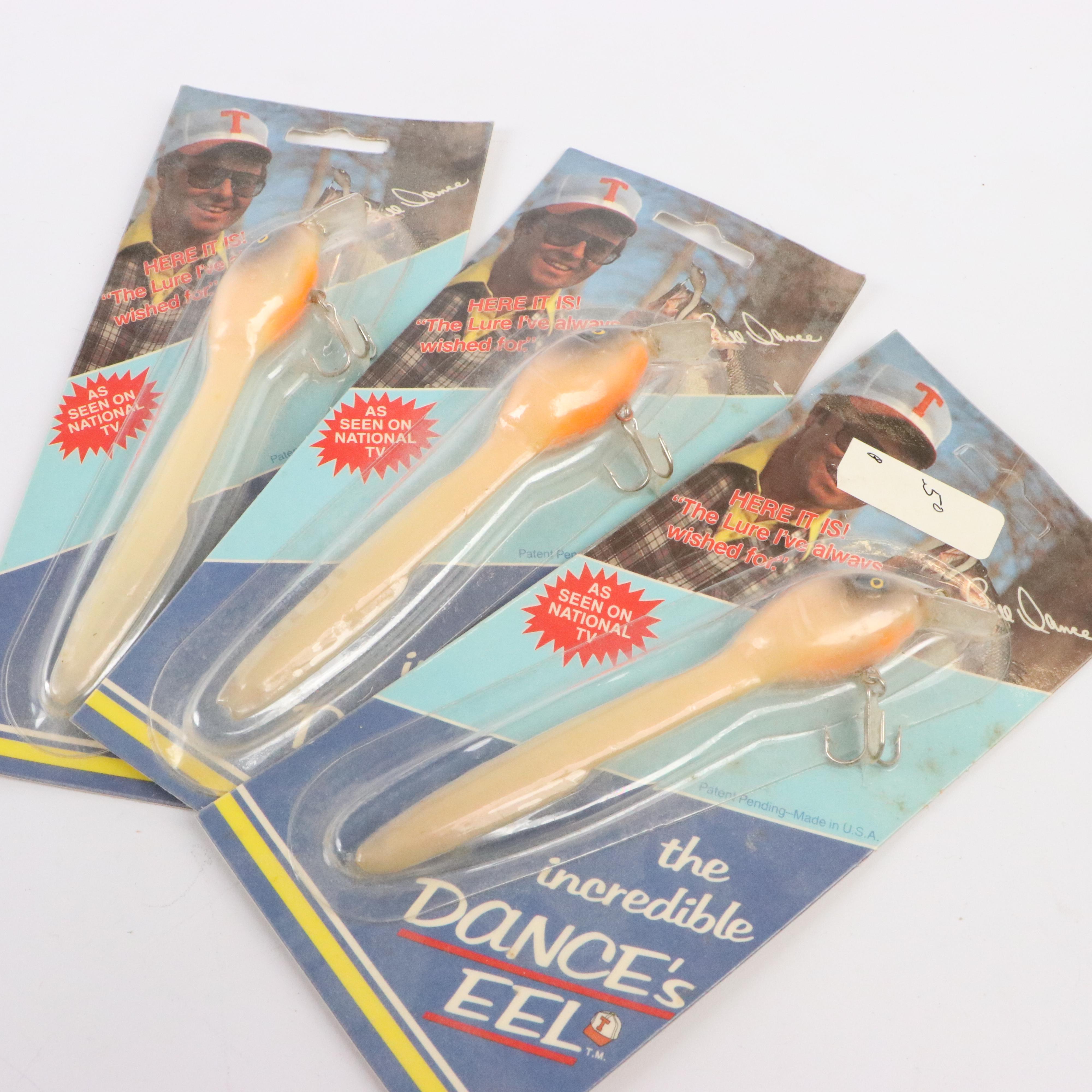 Fishing Lures Including the "Incredible DANCE'S EEL," and Fish Themed Décor