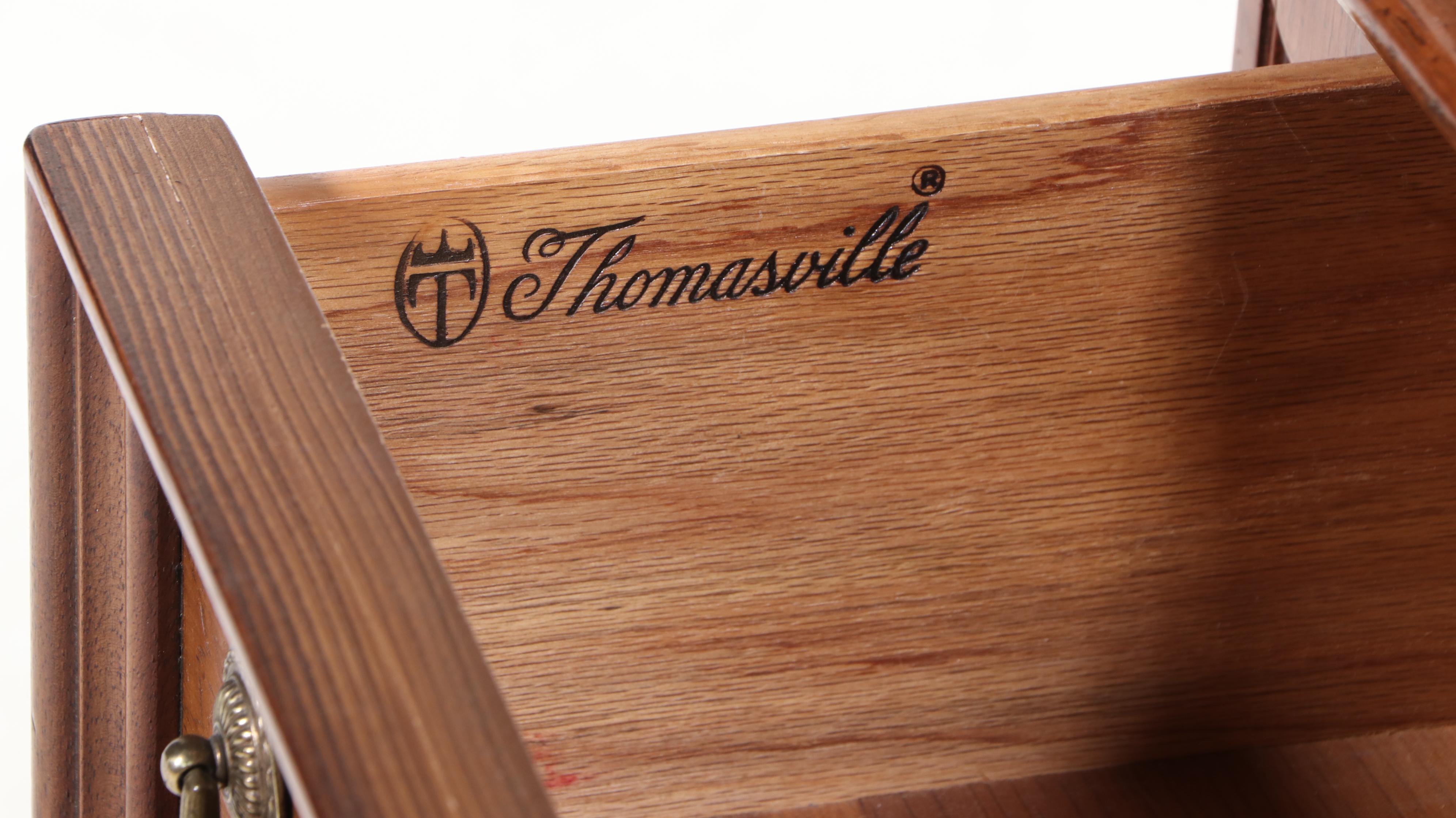 Thomasville Baroque Style Pecan China Cabinet, Late 20th Century