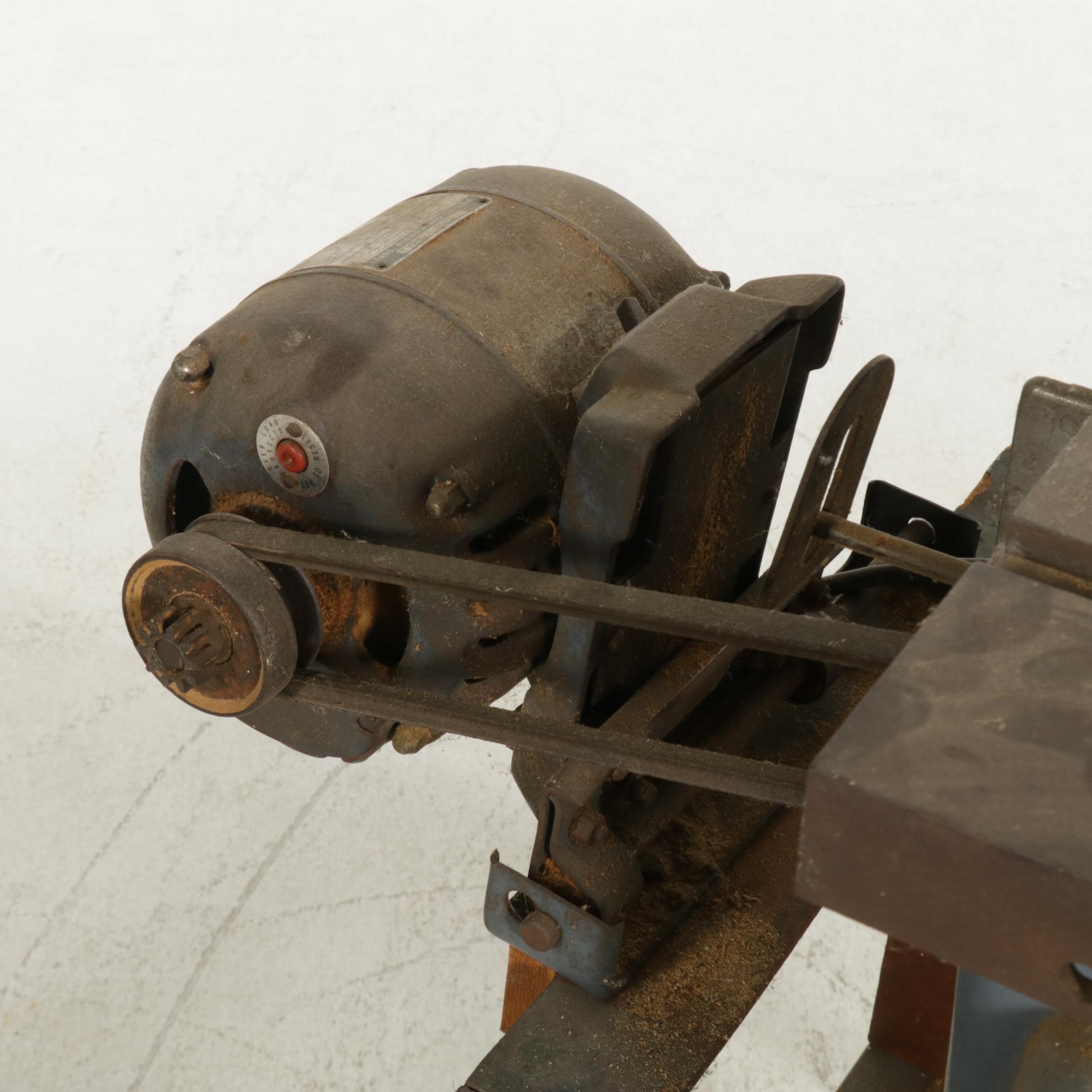 King-Seeley for Sears Craftsman 8" Tilting Arbor Bench Saw on Wood Table, 1950s