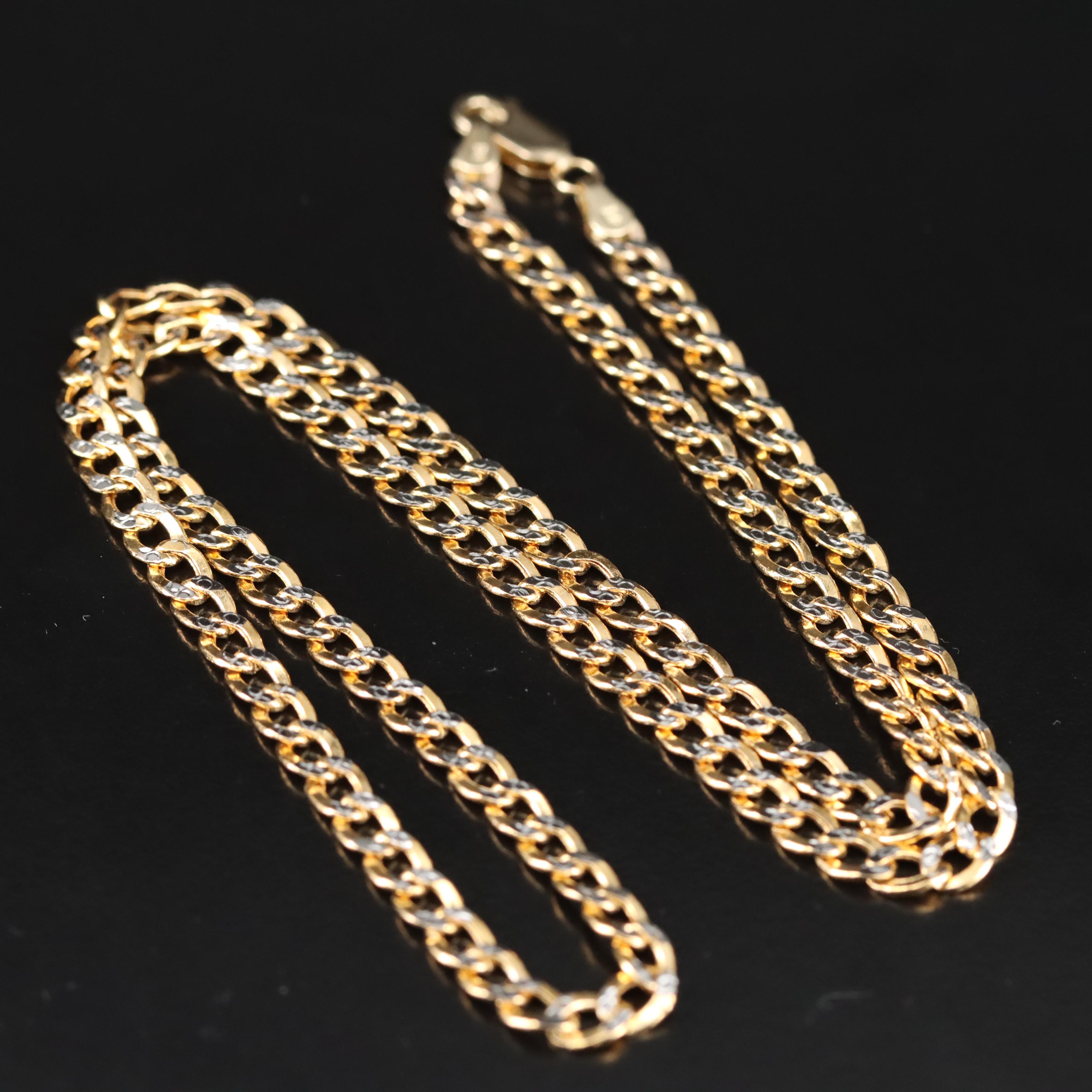 14K Two-Tone Gold Curb Chain Necklace