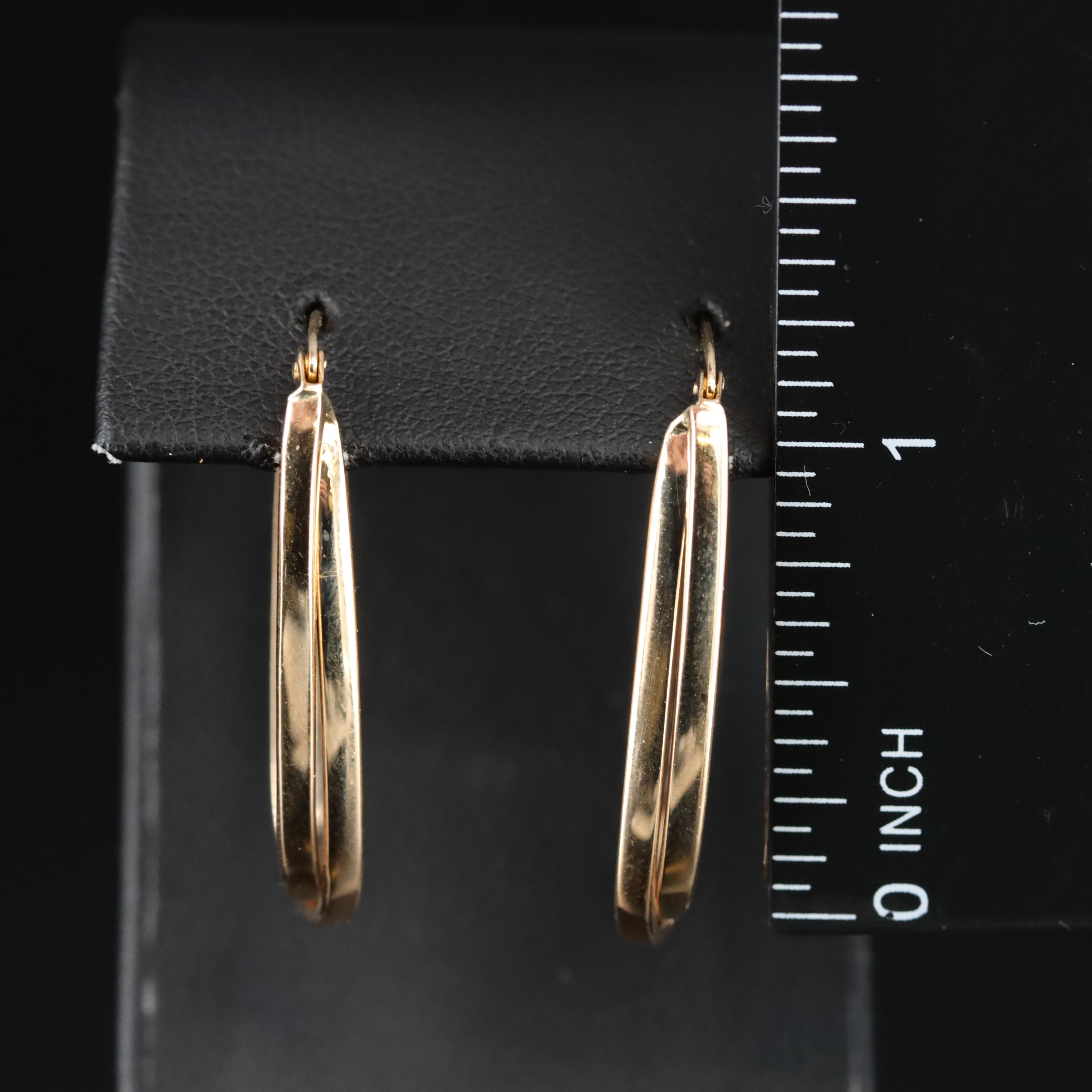 14K Elongated Hoops