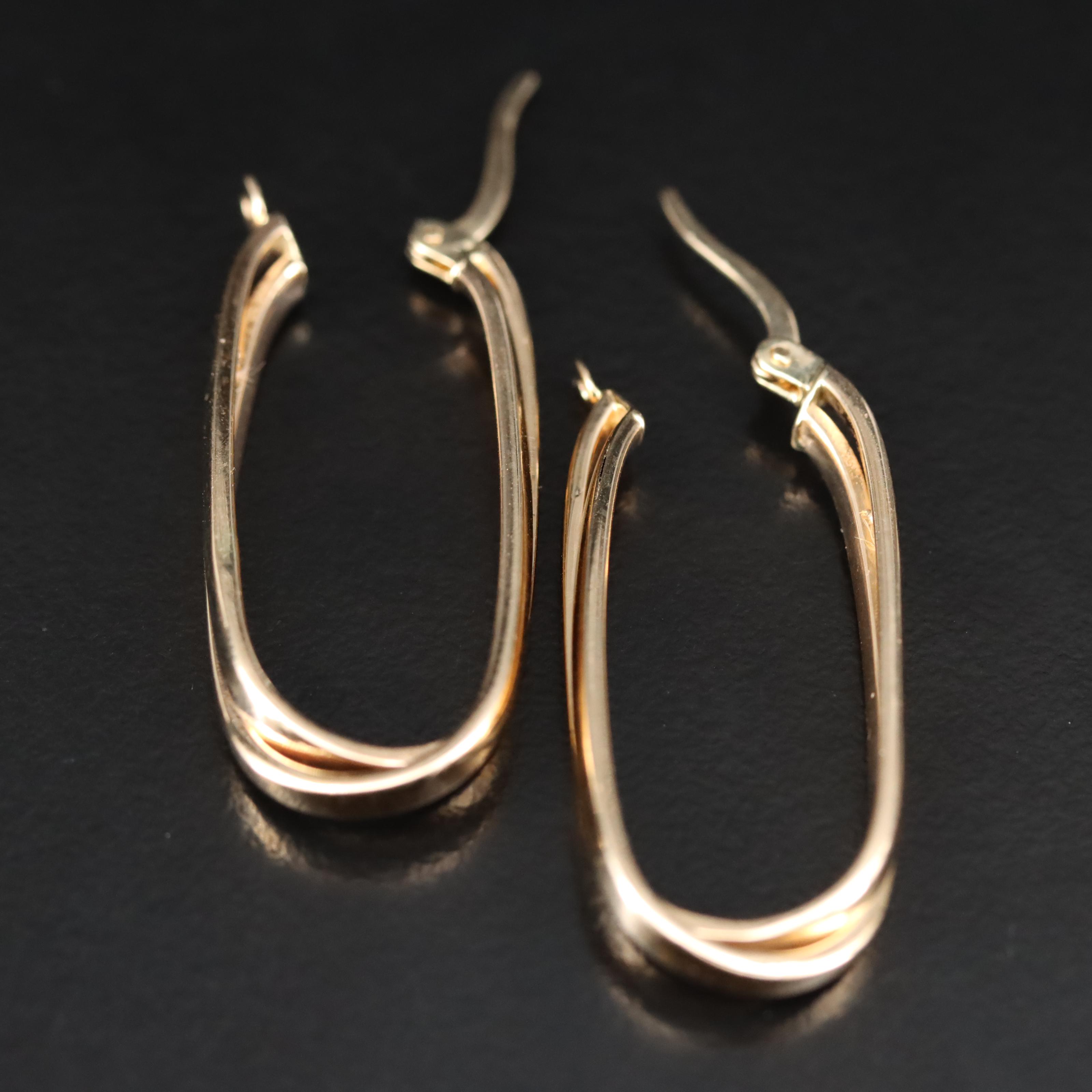 14K Elongated Hoops