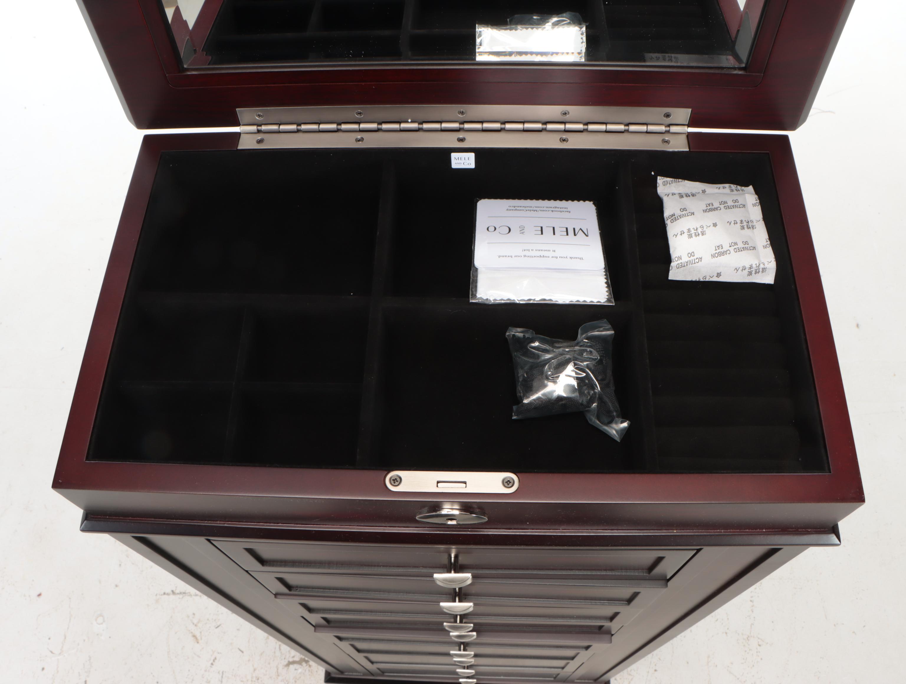 Olympia Dark Walnut Finish Wooden Jewelry Armoire