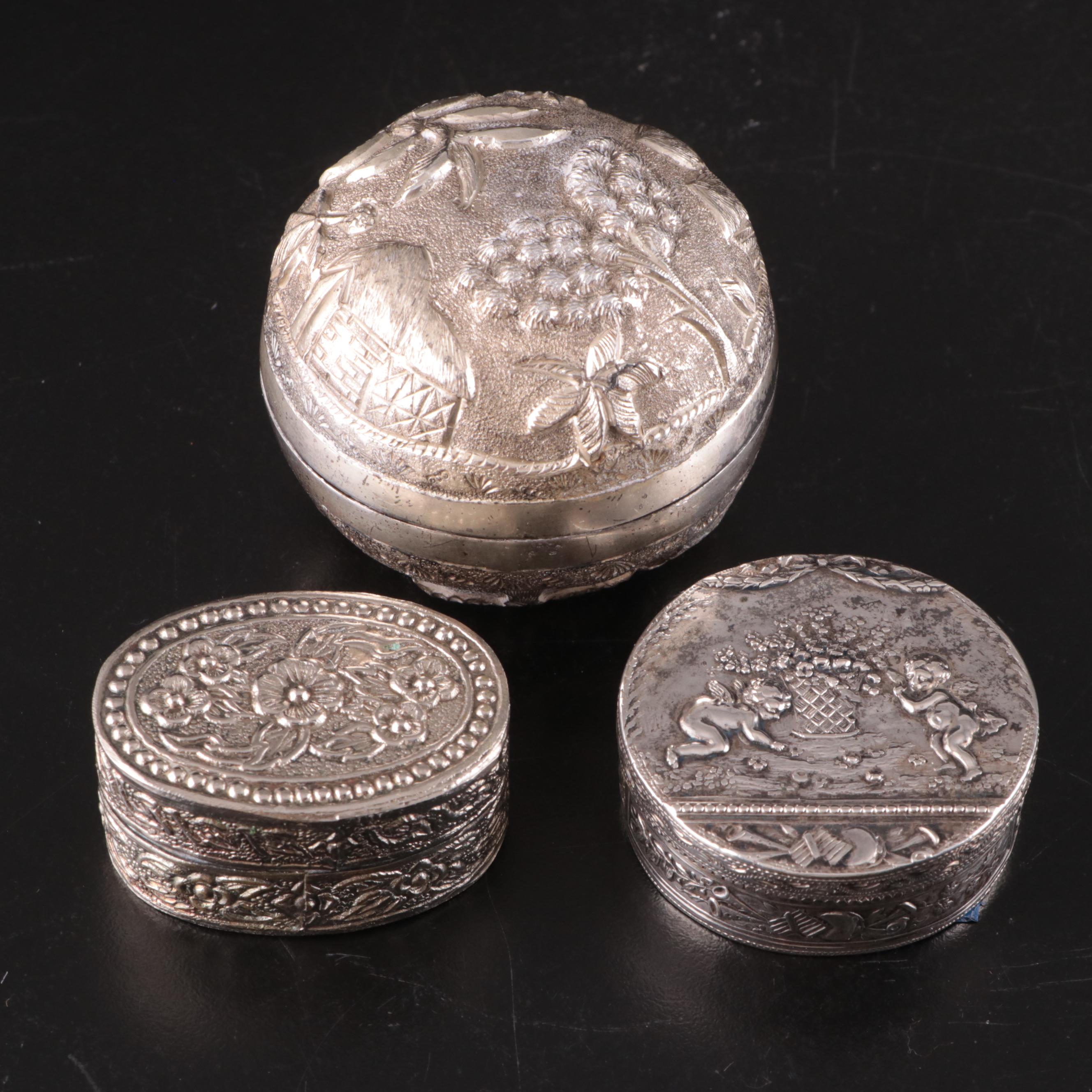 Sterling, 900 Silver and Metal Trinket Boxes