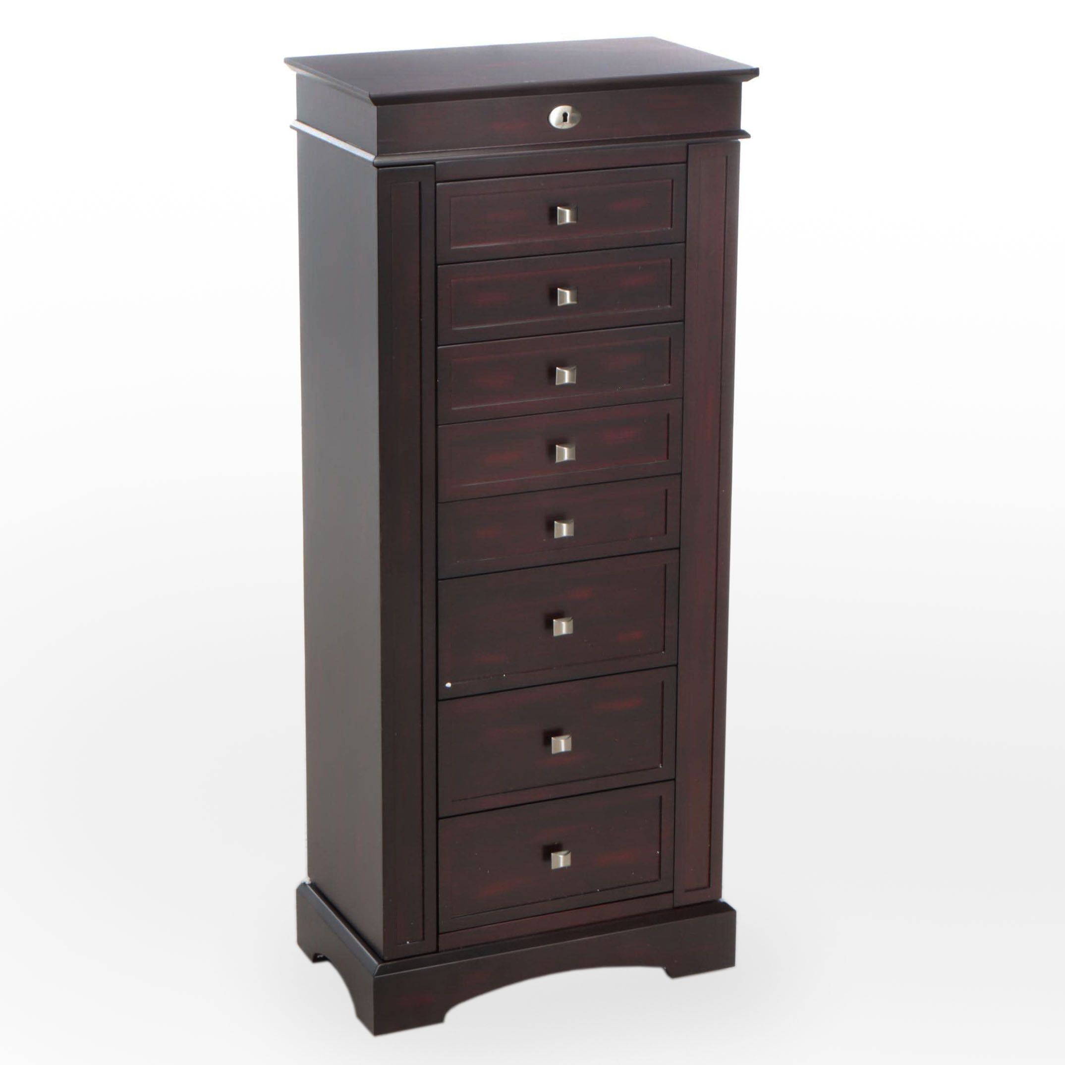 Olympia Dark Walnut Finish Wooden Jewelry Armoire