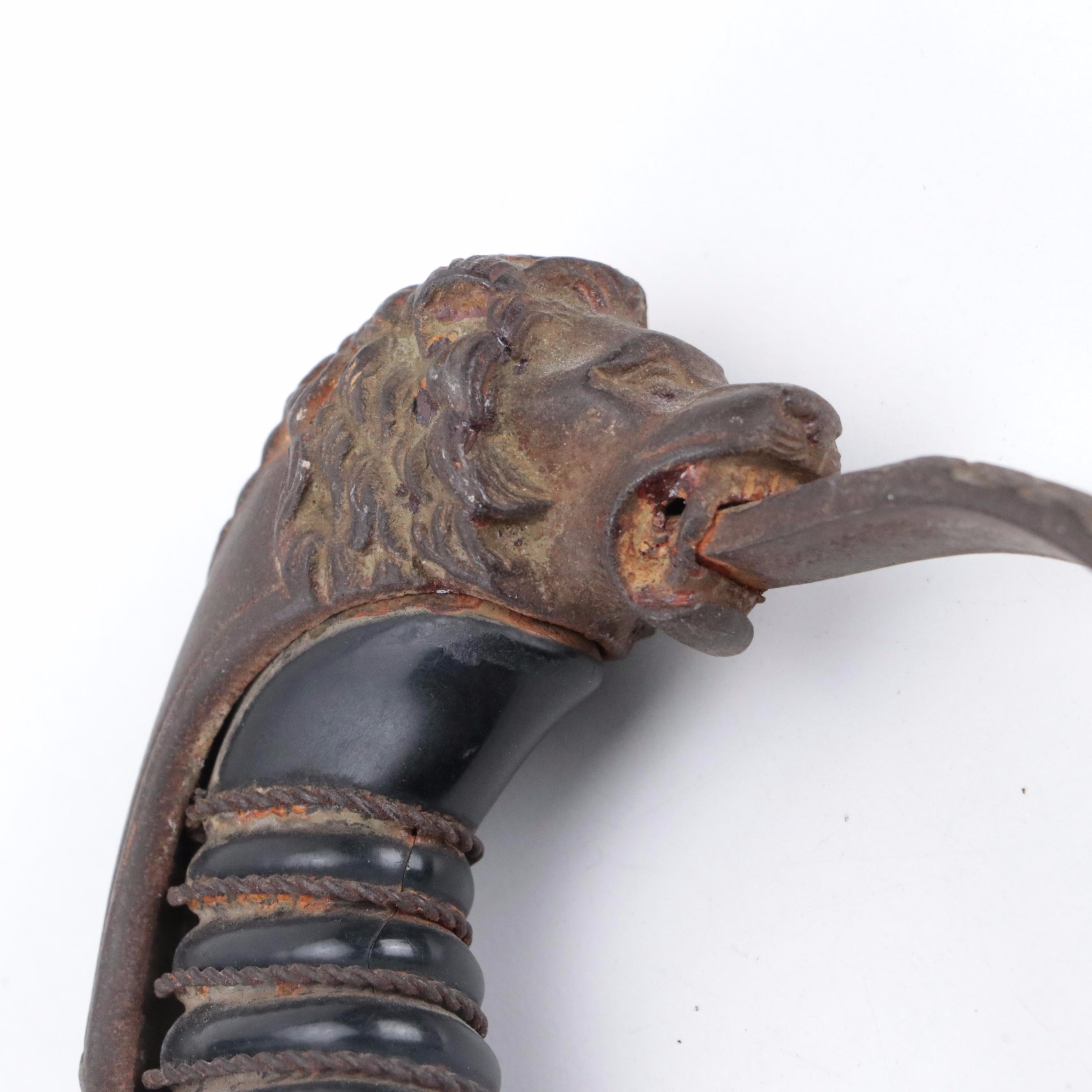 German Lion-Head Pommel Artillery Officer's Sword, Early to Mid 20th Century