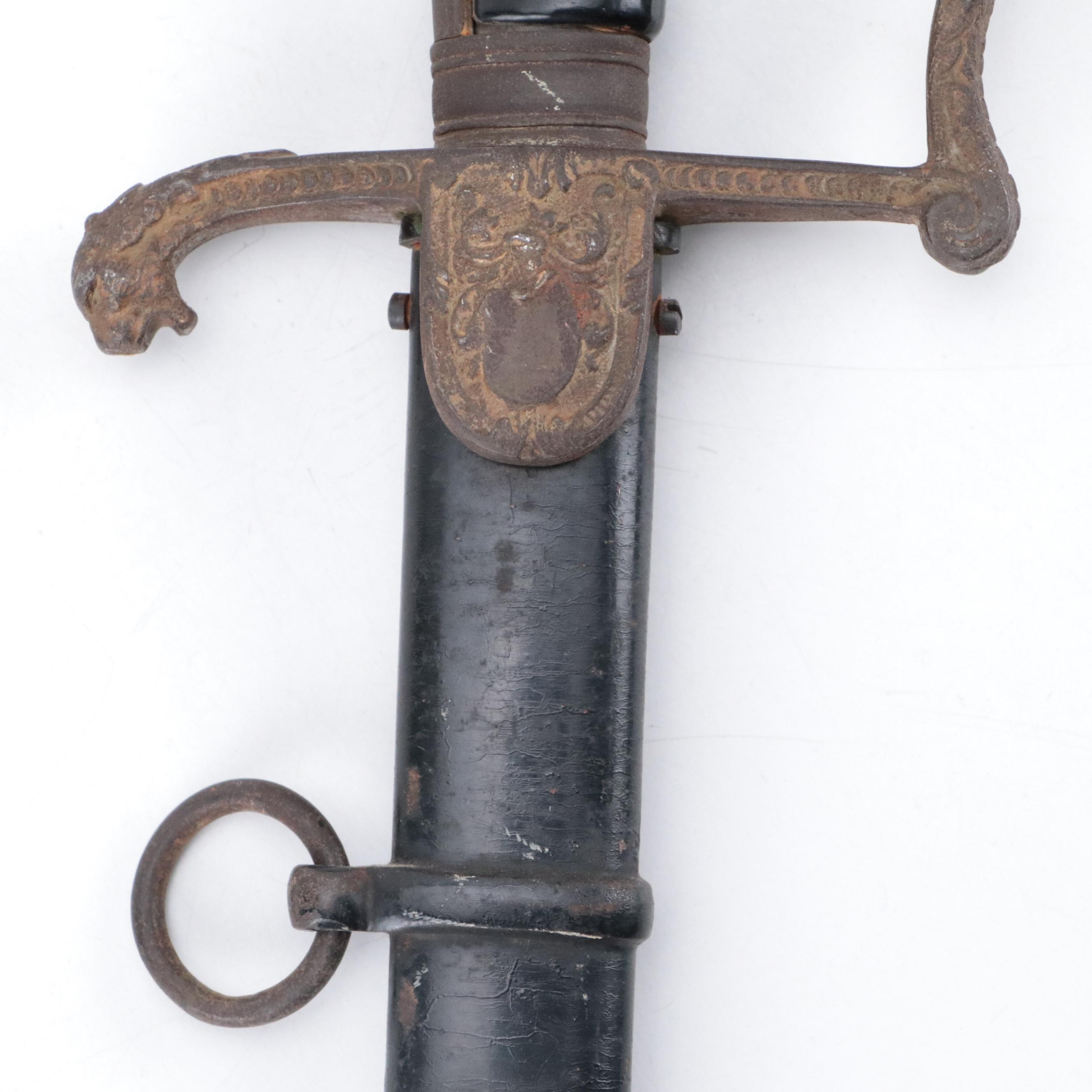German Lion-Head Pommel Artillery Officer's Sword, Early to Mid 20th Century