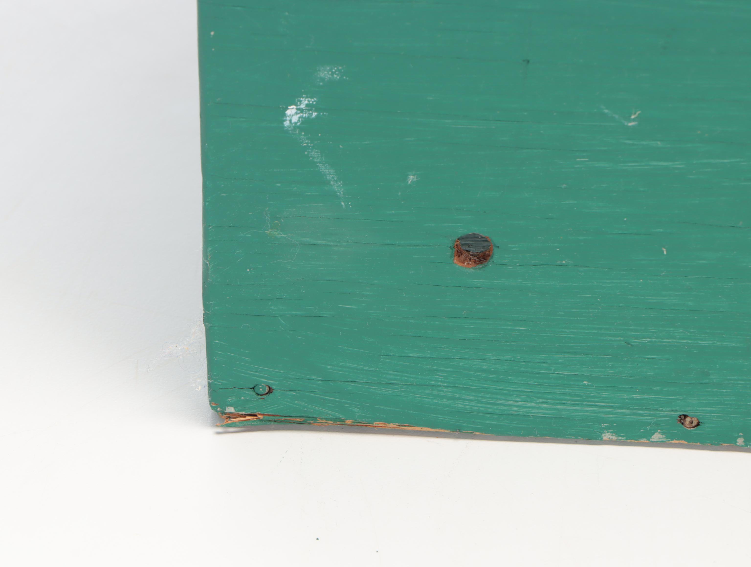 Green-Painted Wooden Organizer Cubby With Desk Lamp and Pencil Cup