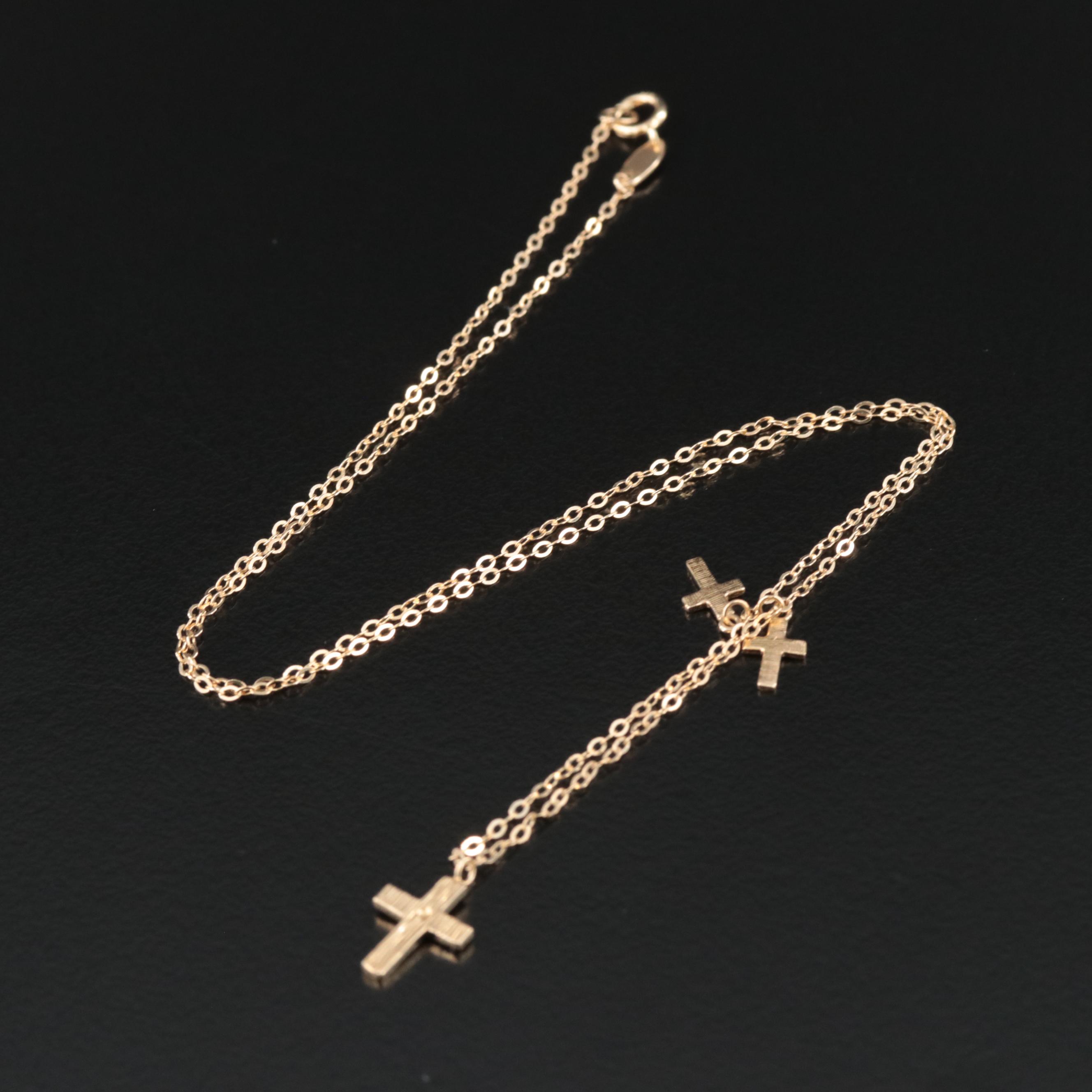 14K Triple Cross Necklace