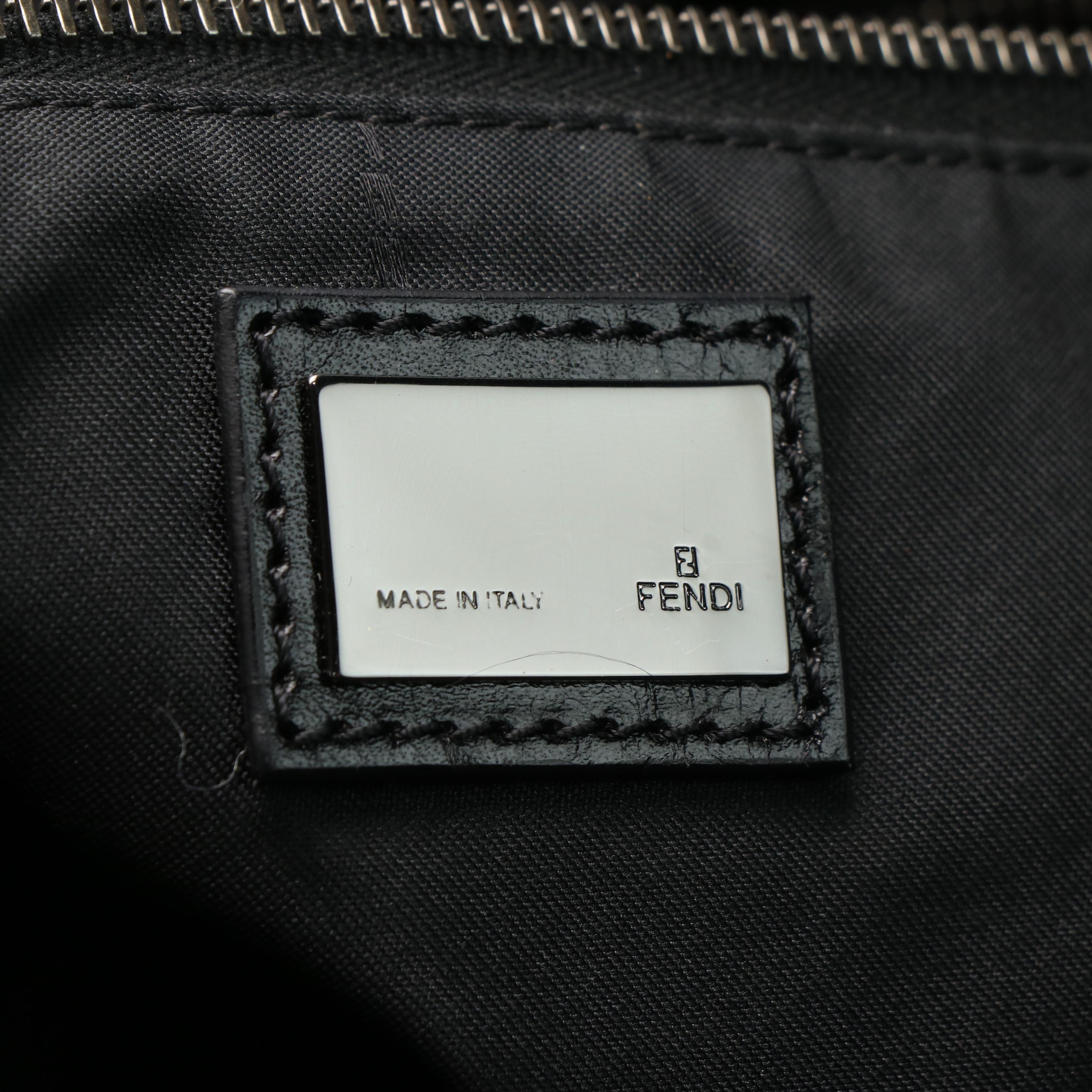 Fendi Black Zucca Canvas Medium Duffle Bag with Leather Trim