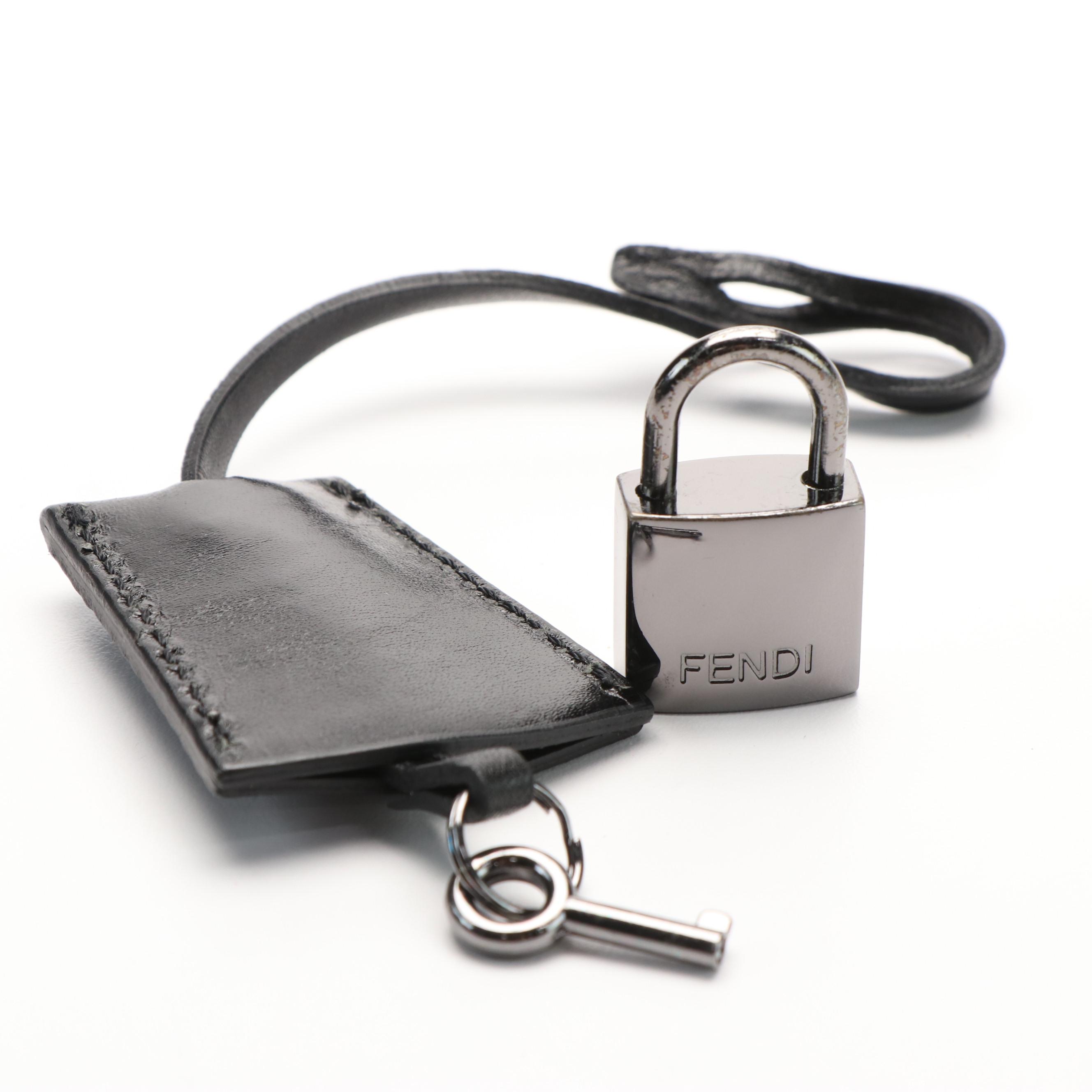 Fendi Black Zucca Canvas Medium Duffle Bag with Leather Trim