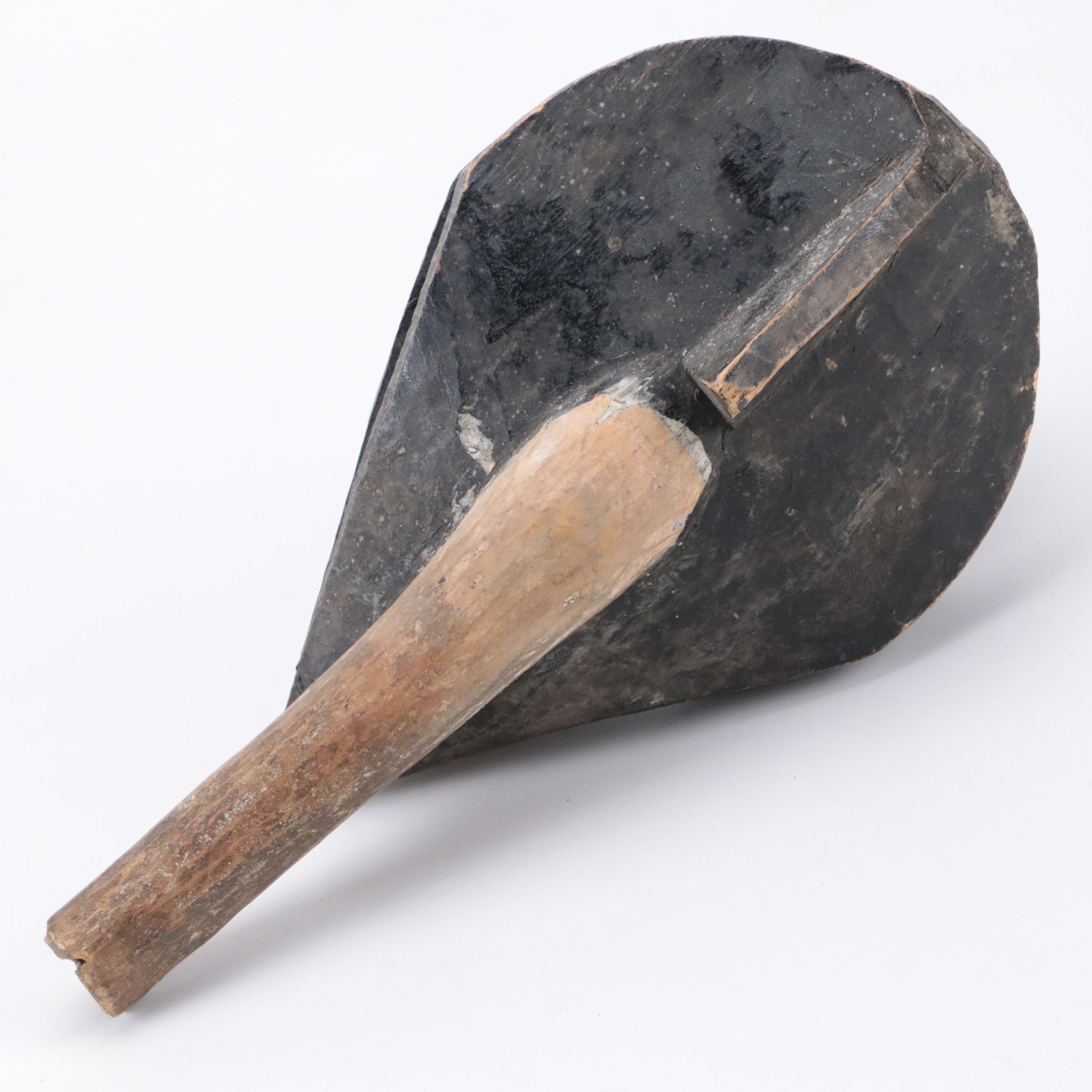 Hand-Carved Fang Style Pole Top Mask With Brass Discs