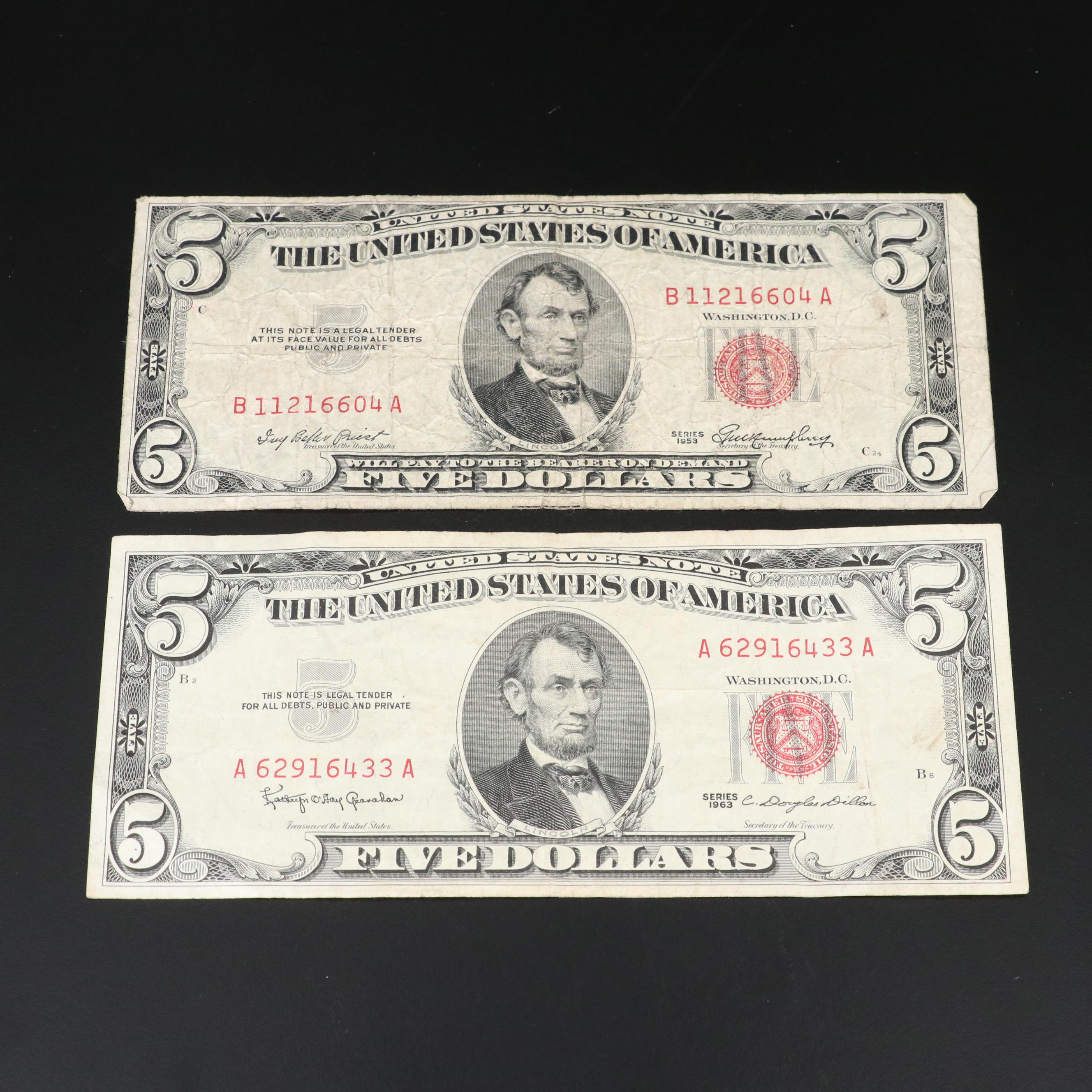 Twenty $5 Red Seal United States Notes