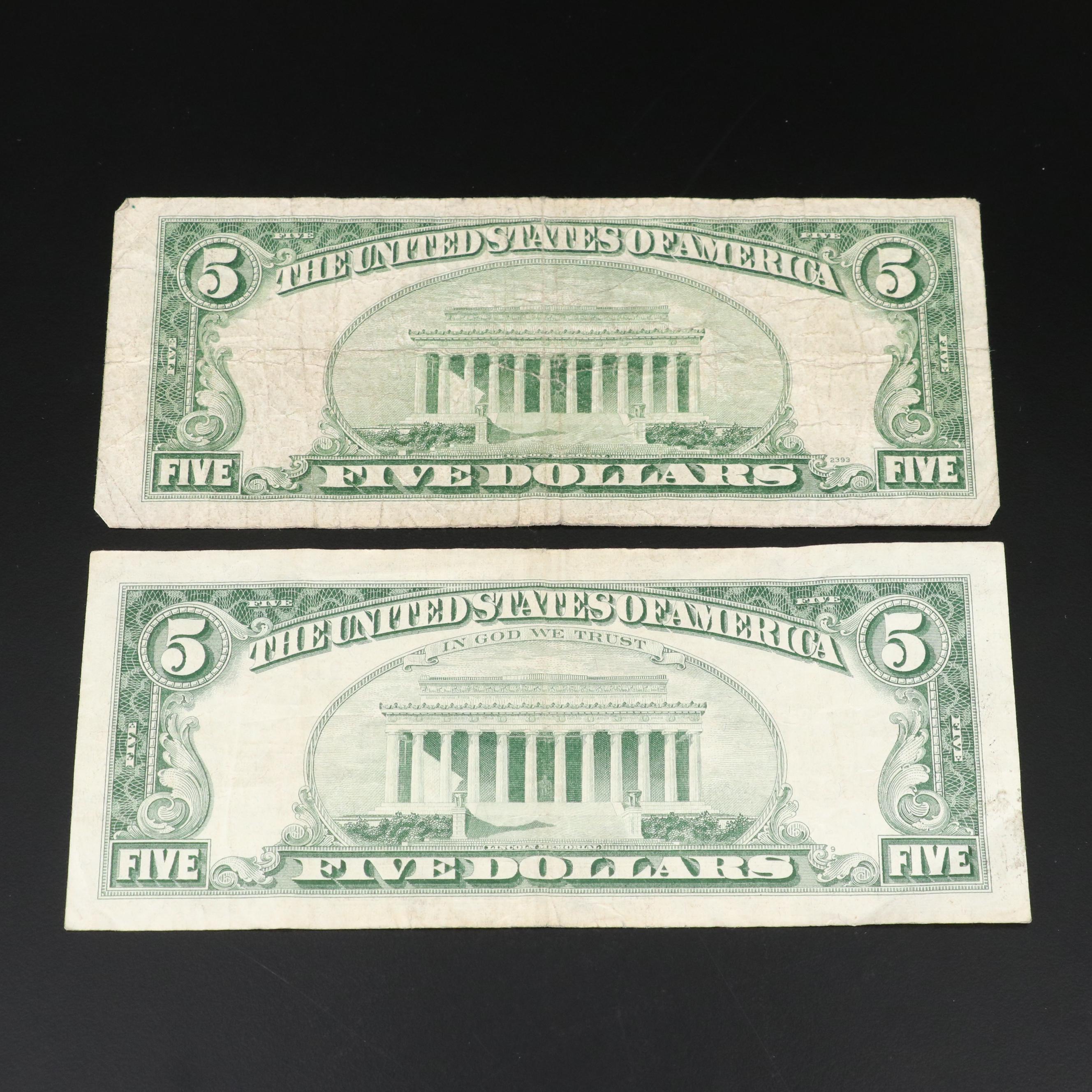 Twenty $5 Red Seal United States Notes