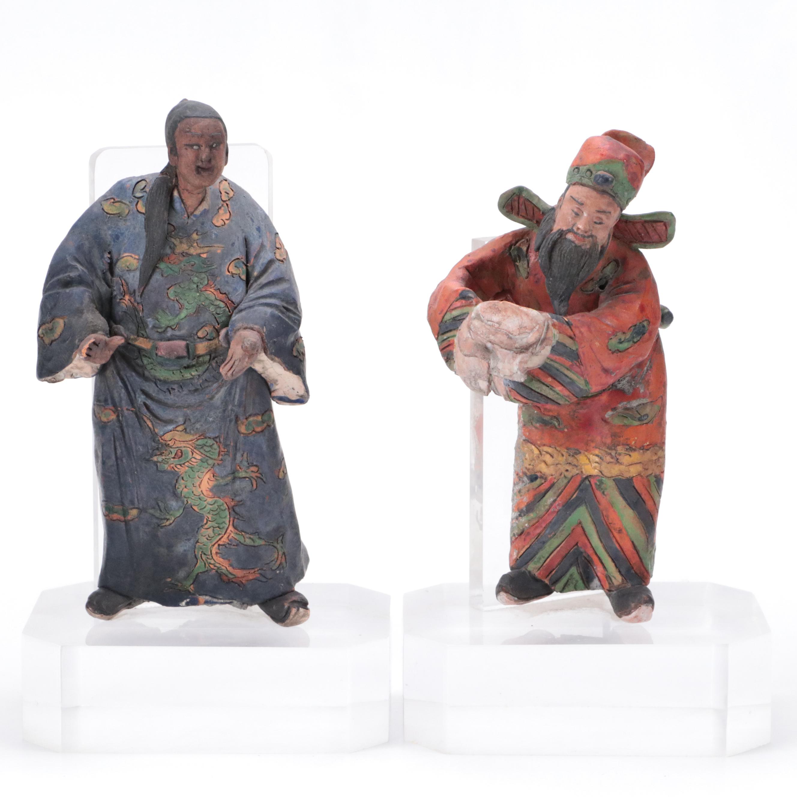 Chinese Earthenware Figures on Acrylic Bases