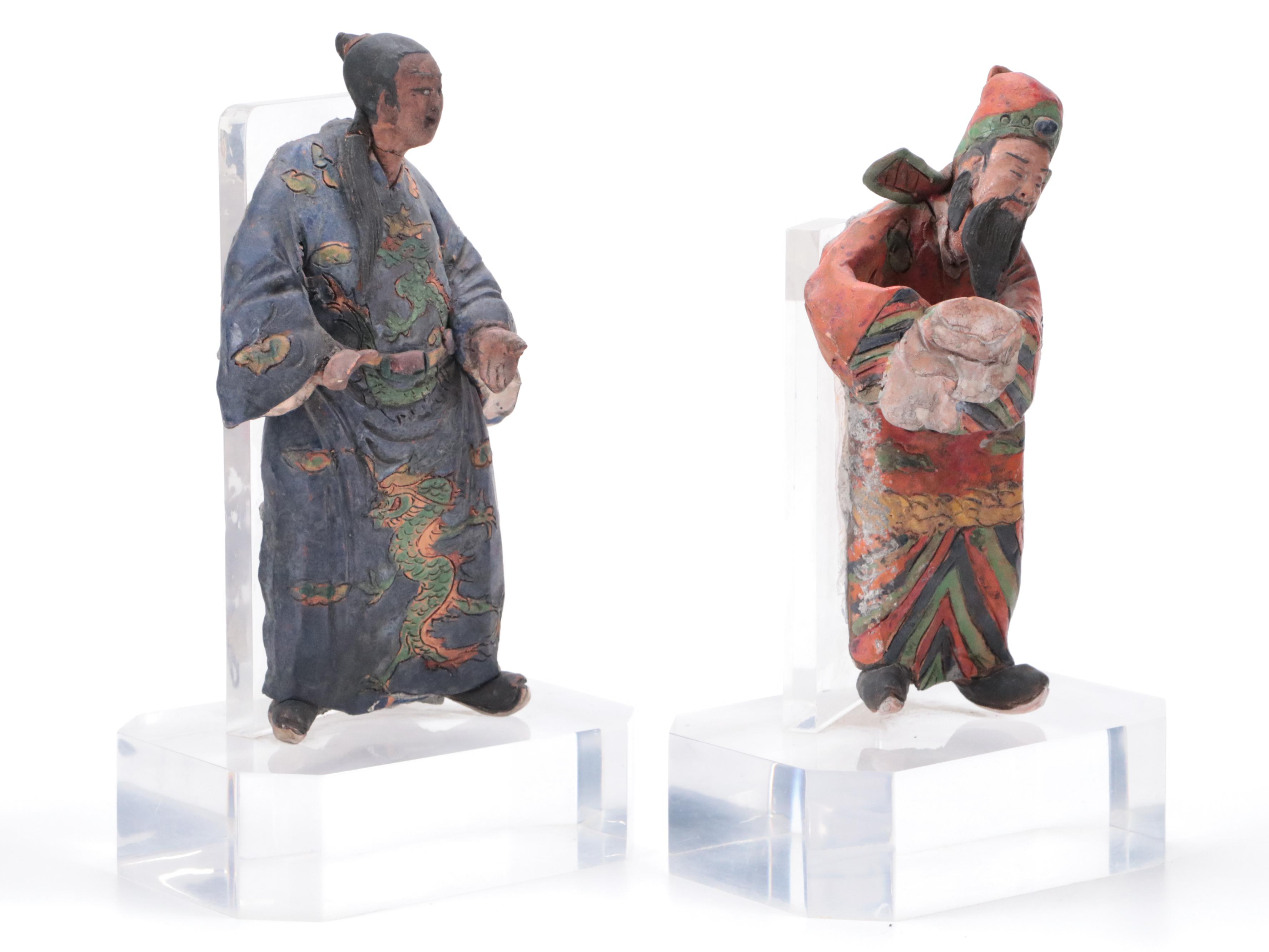 Chinese Earthenware Figures on Acrylic Bases