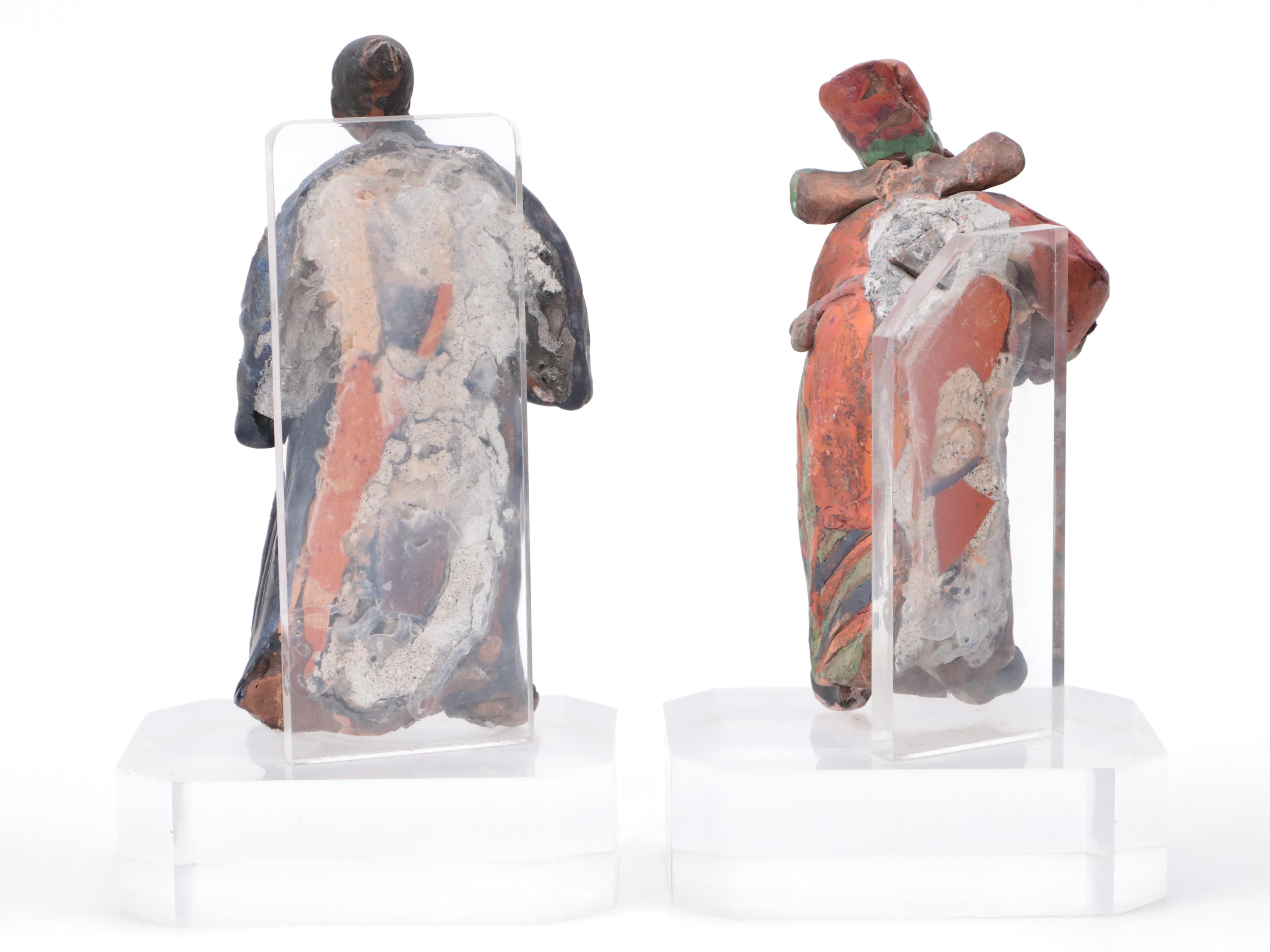 Chinese Earthenware Figures on Acrylic Bases