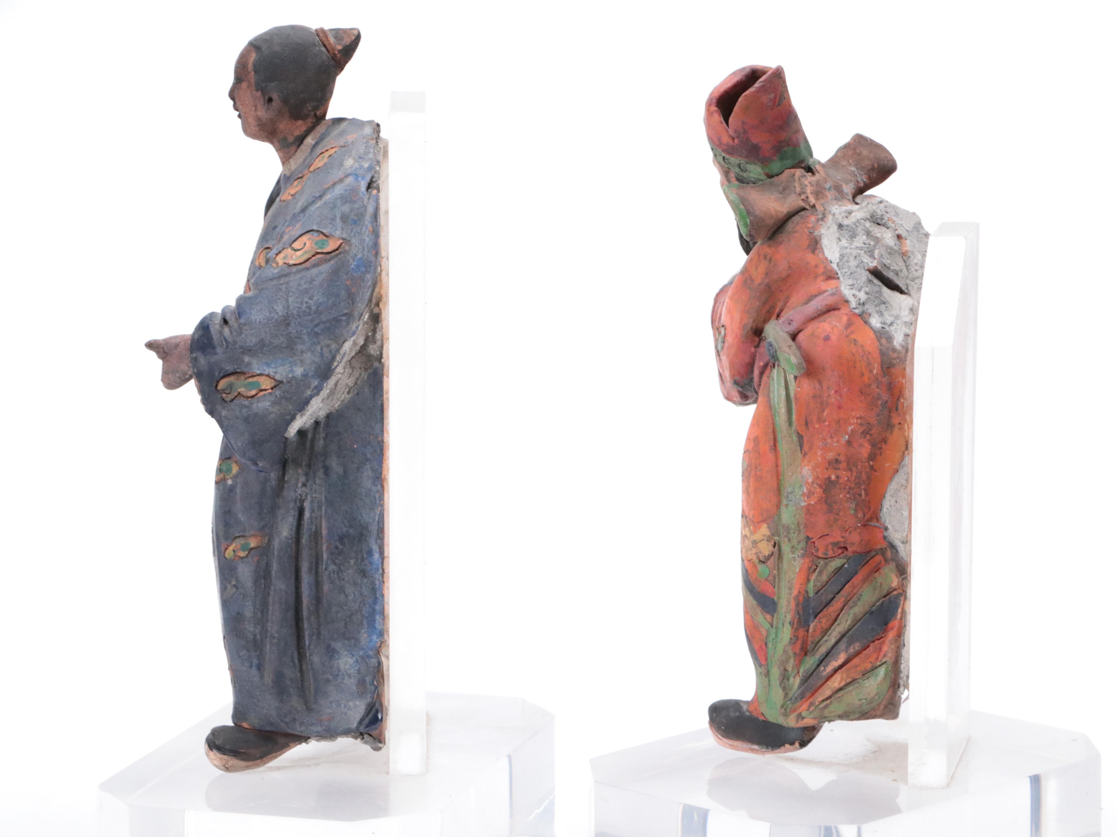 Chinese Earthenware Figures on Acrylic Bases