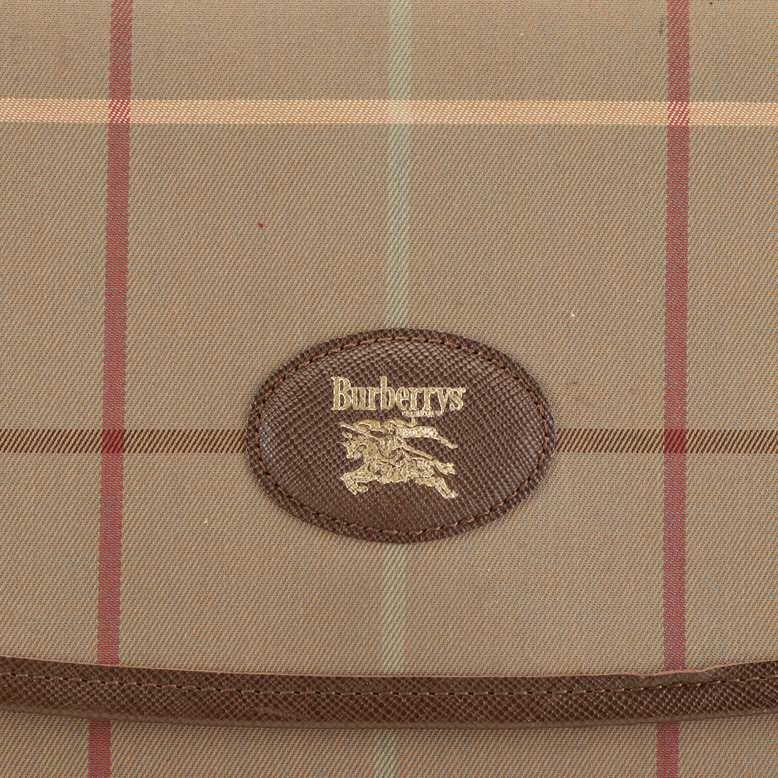 Burberry  Brown Plaid Canvas Document Bag