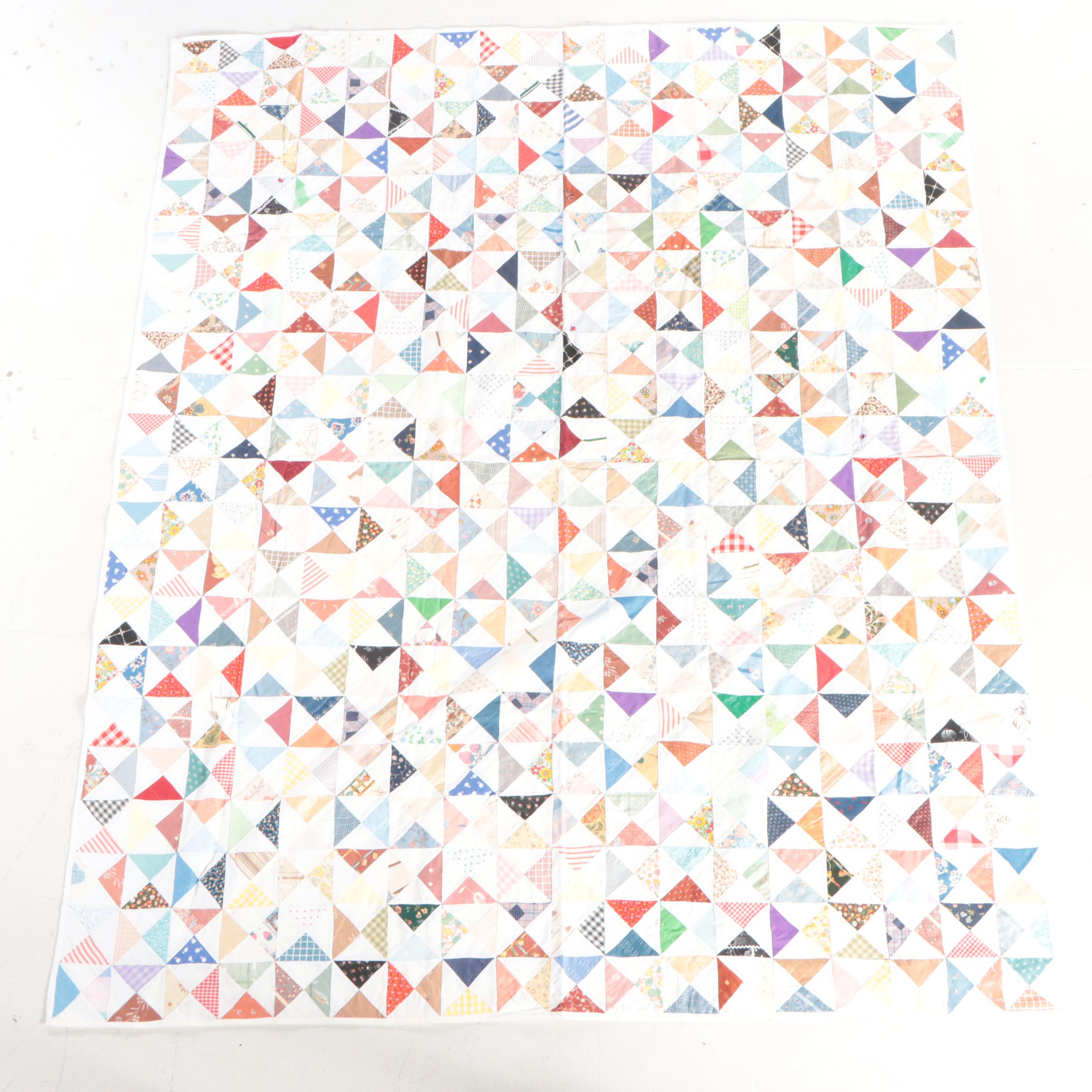 Handmade "Dresden Plate", "Nine Patch", and "Hourglass" Pieced Quilts, 20th C.