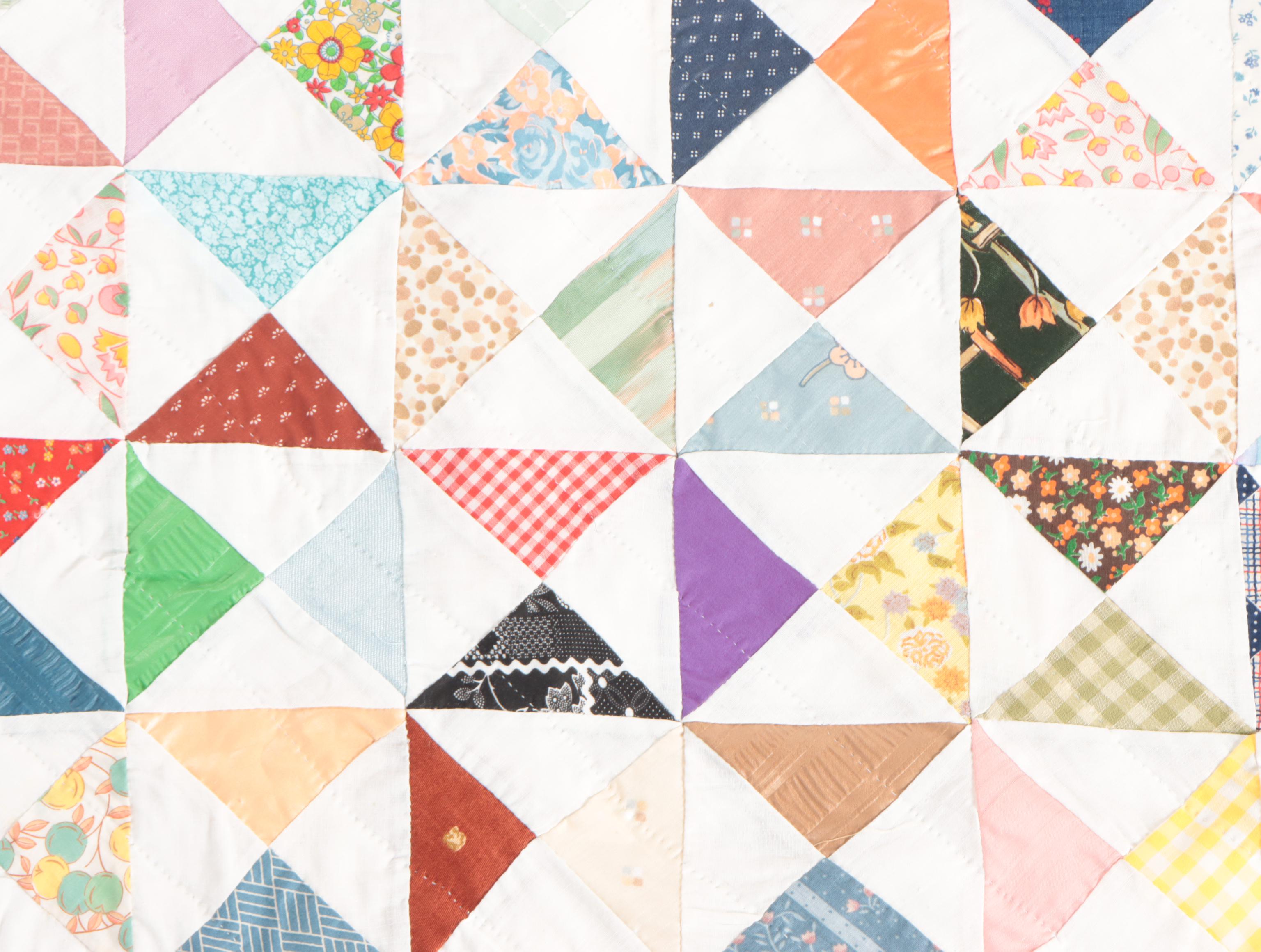 Handmade "Dresden Plate", "Nine Patch", and "Hourglass" Pieced Quilts, 20th C.