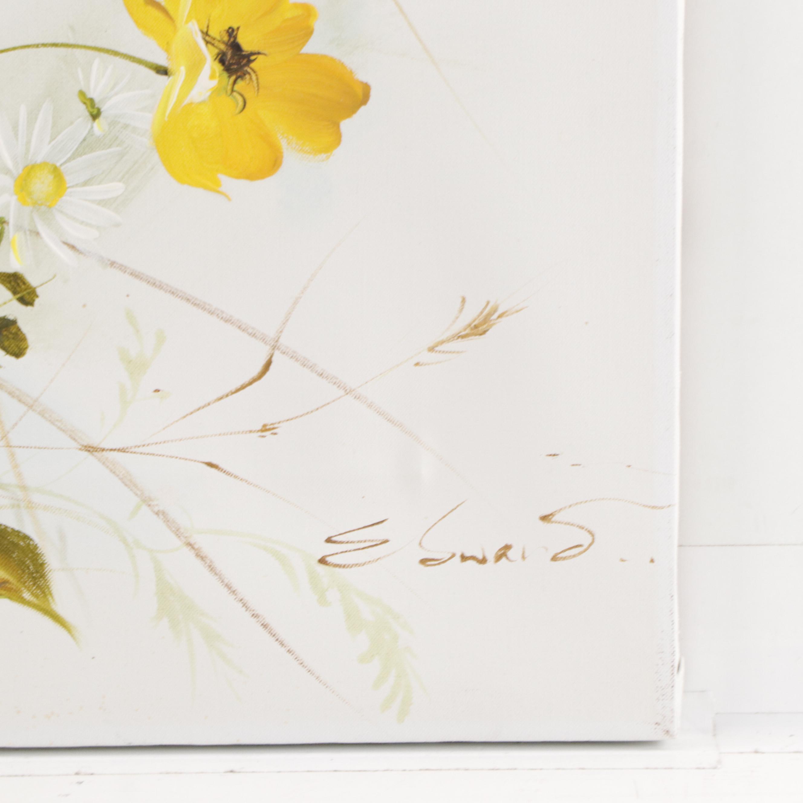 Wildflower Bouquet Oil Painting, Circa 1970