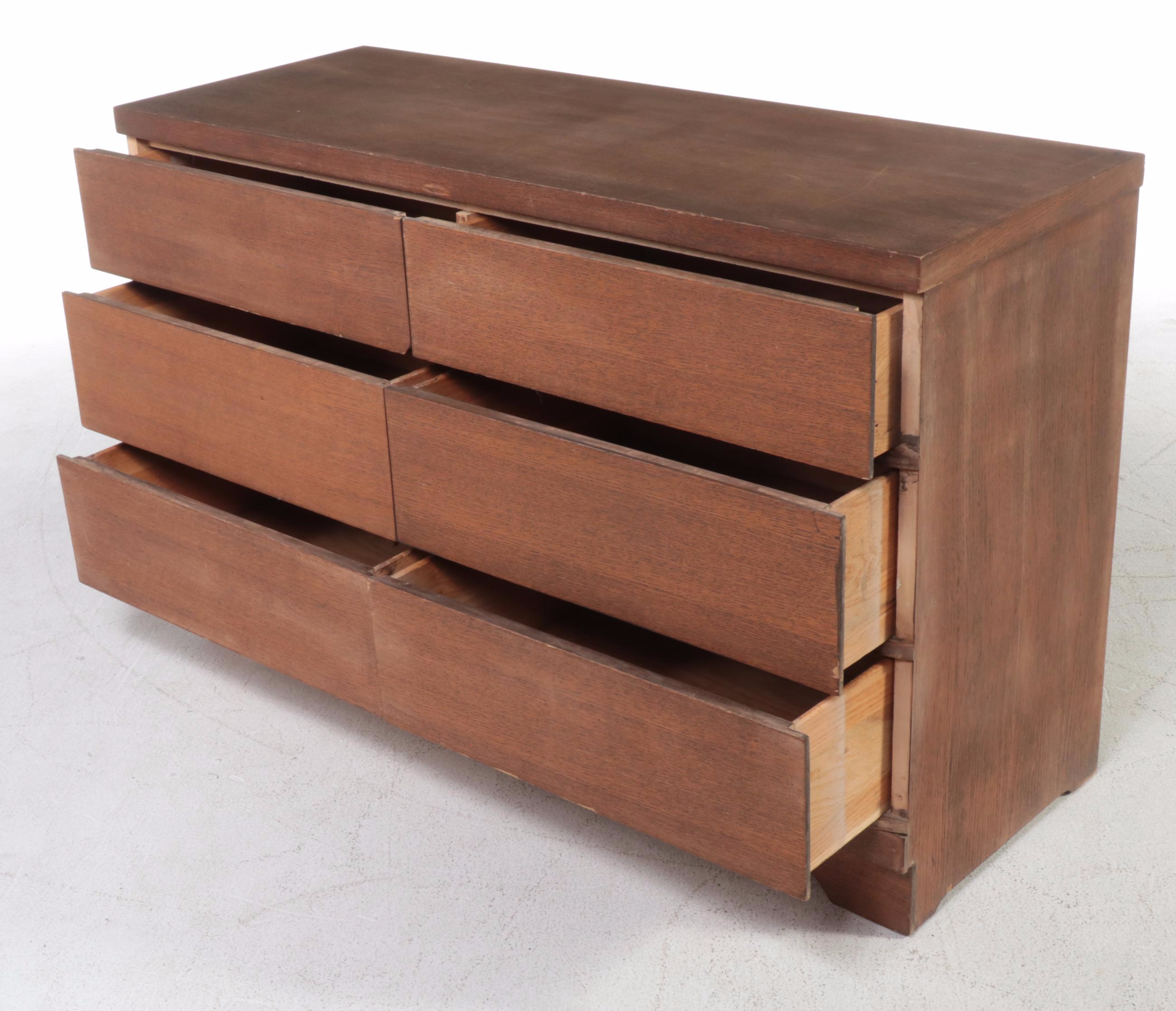 Mid Century Modern Oak Six-Drawer Chest